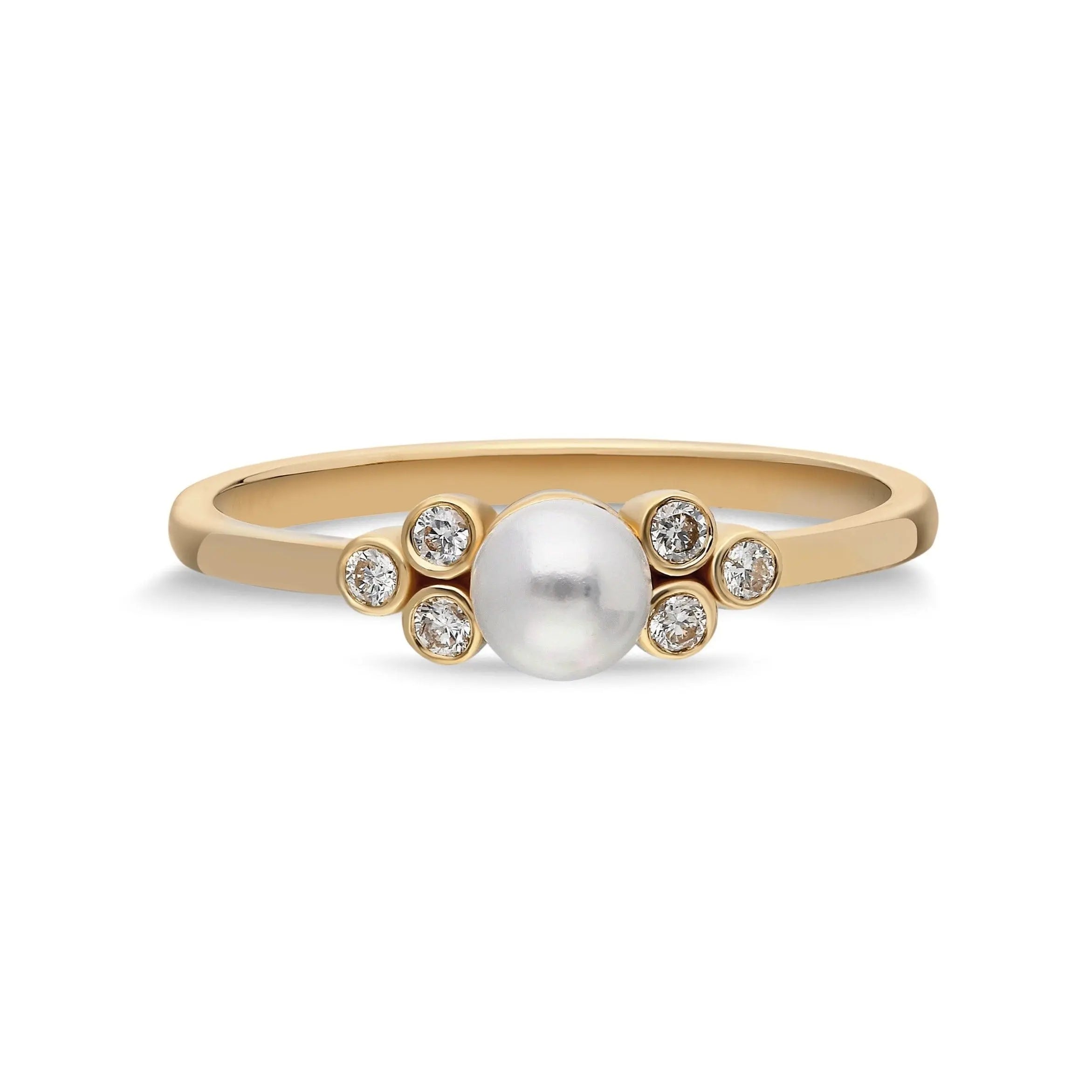 Pearl and Diamond 14K Gold Engagement Ring Orizzo fine jewelry