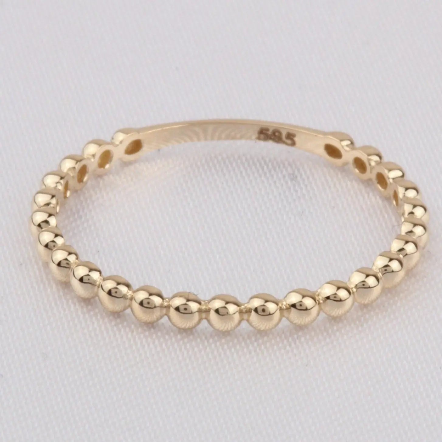 Solid Gold Dot Ring , Gold Beaded Ring , Dot Ring , Solid Gold Ring , Stackable Gold Ring , Stack Ring