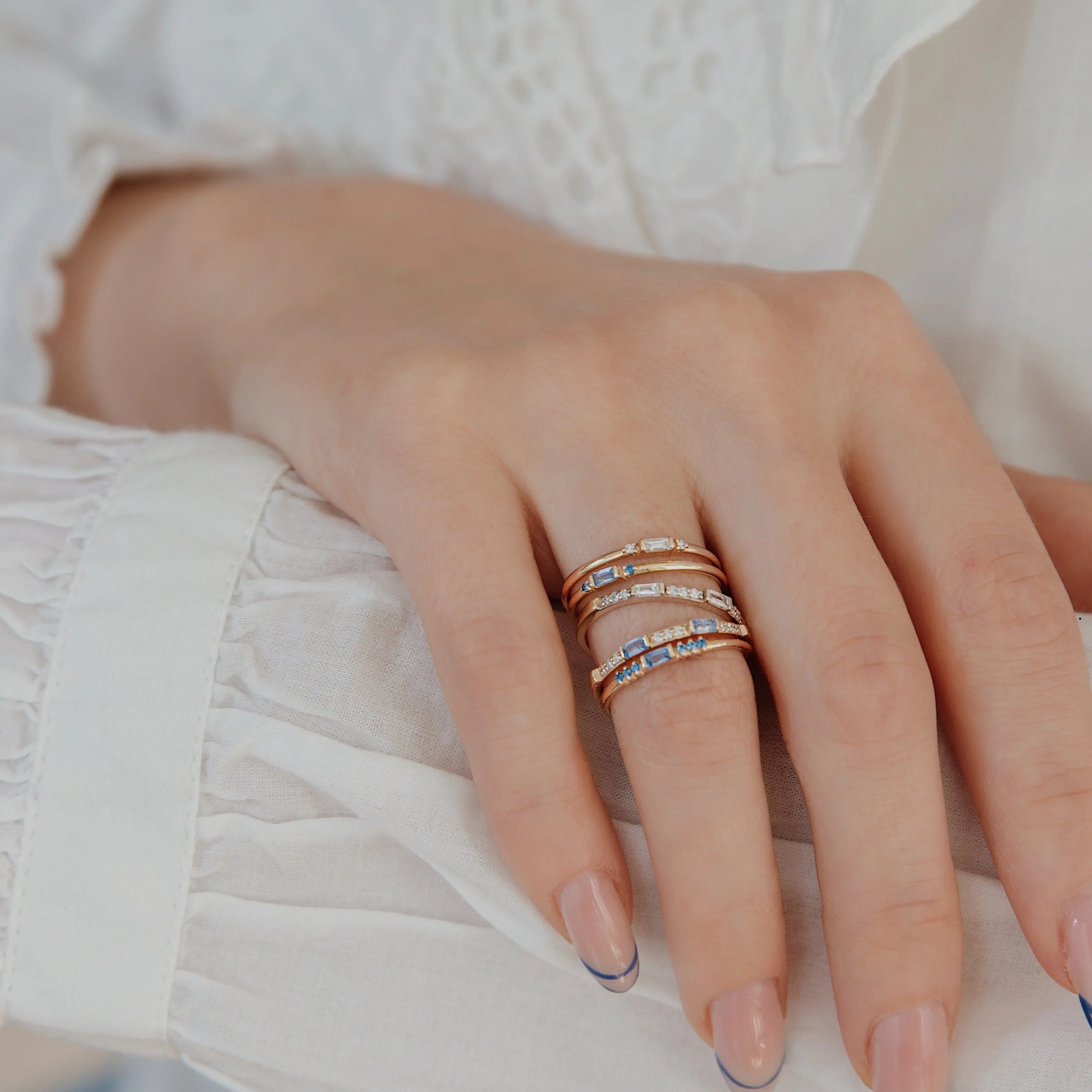 Baguette Sapphire Eternity Ring With Diamonds Orizzo fine jewelry