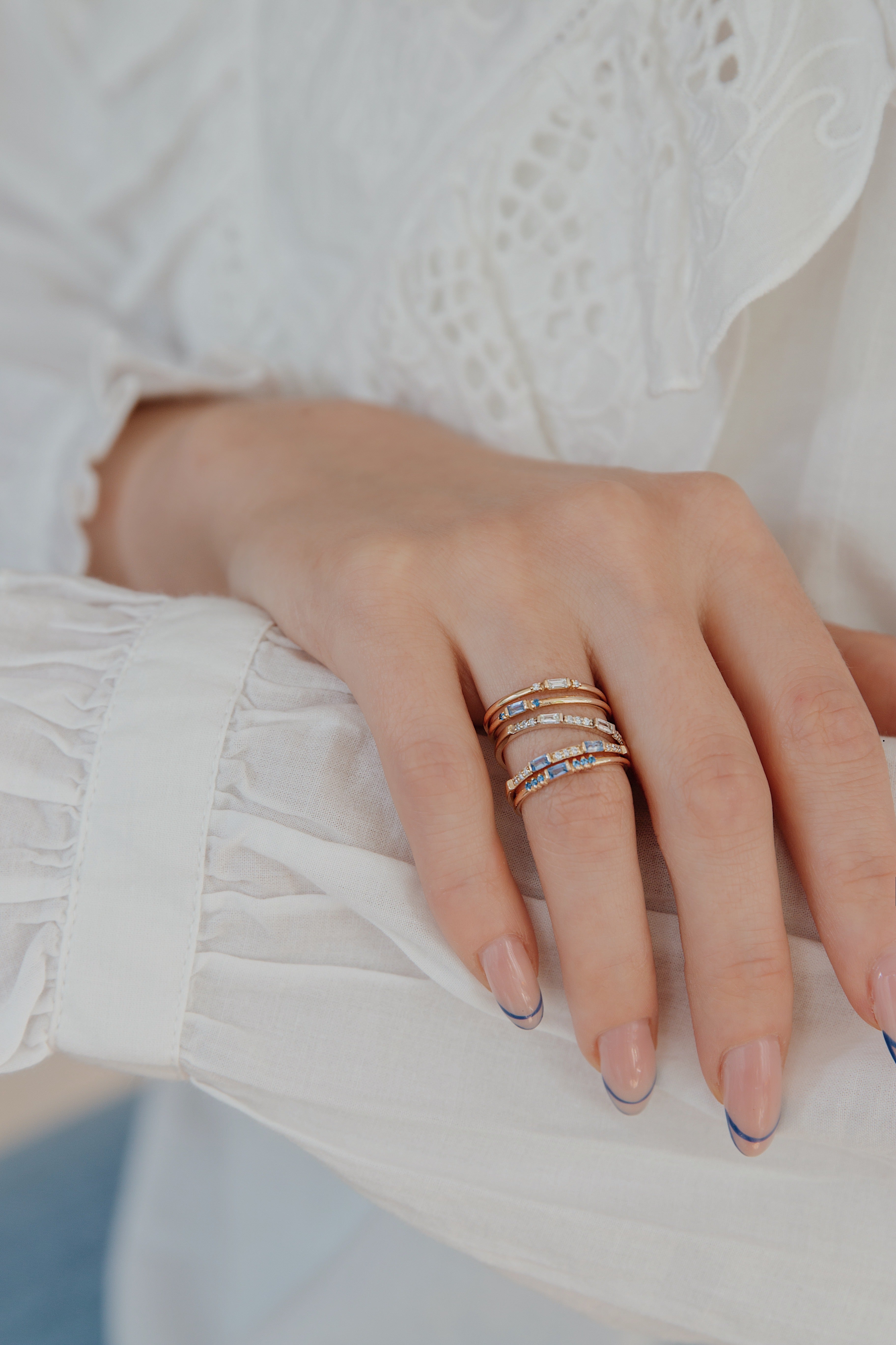 Baguette Sapphire Eternity Ring With Diamonds Orizzo fine jewelry