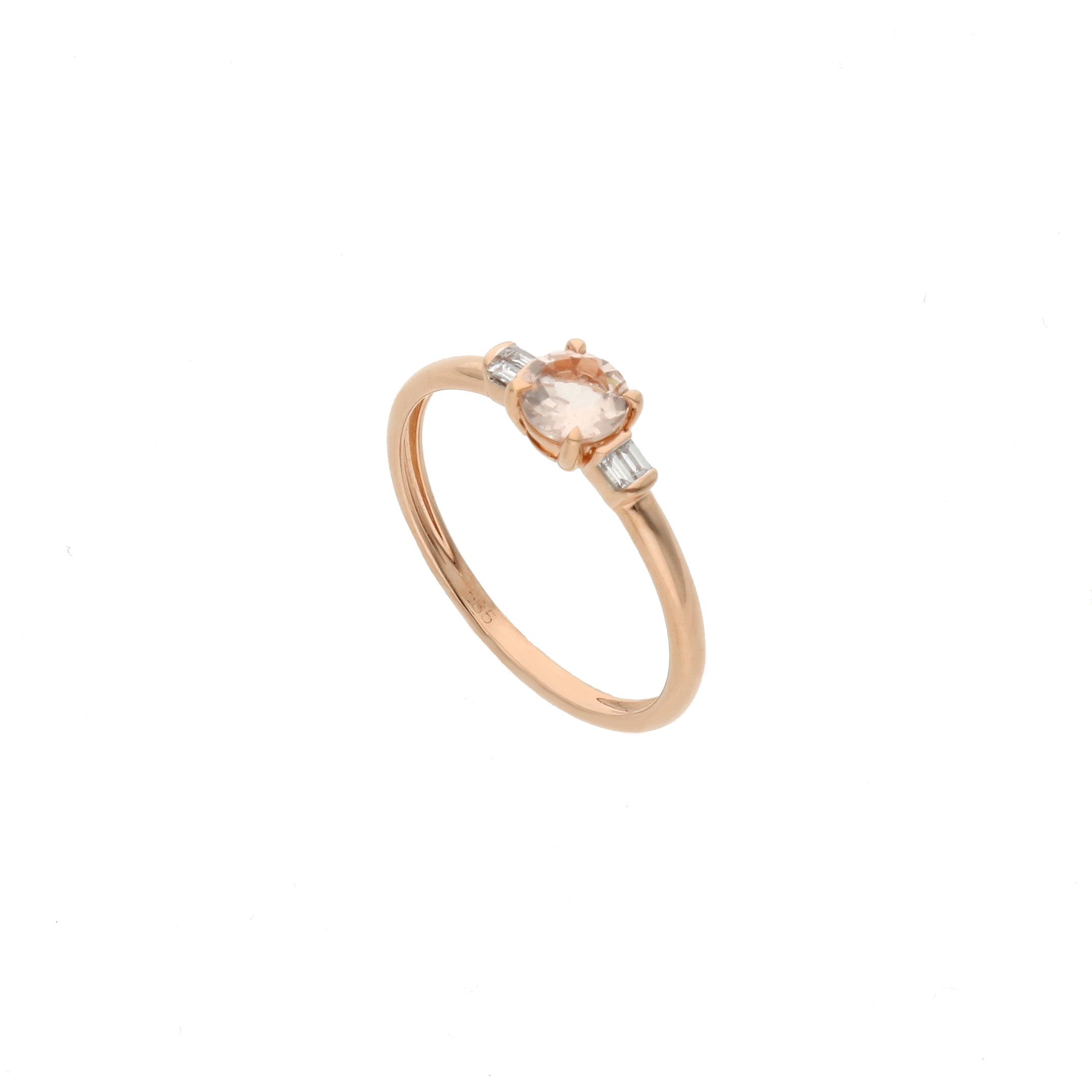 Morganite Ring with Baguette Diamonds