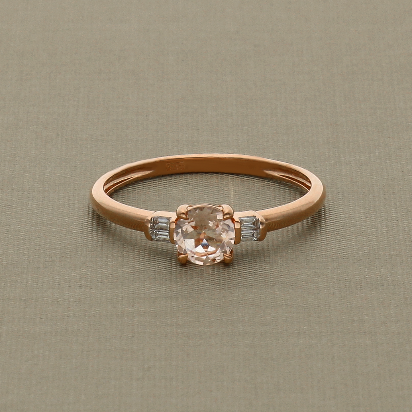 Morganite Ring with Baguette Diamonds