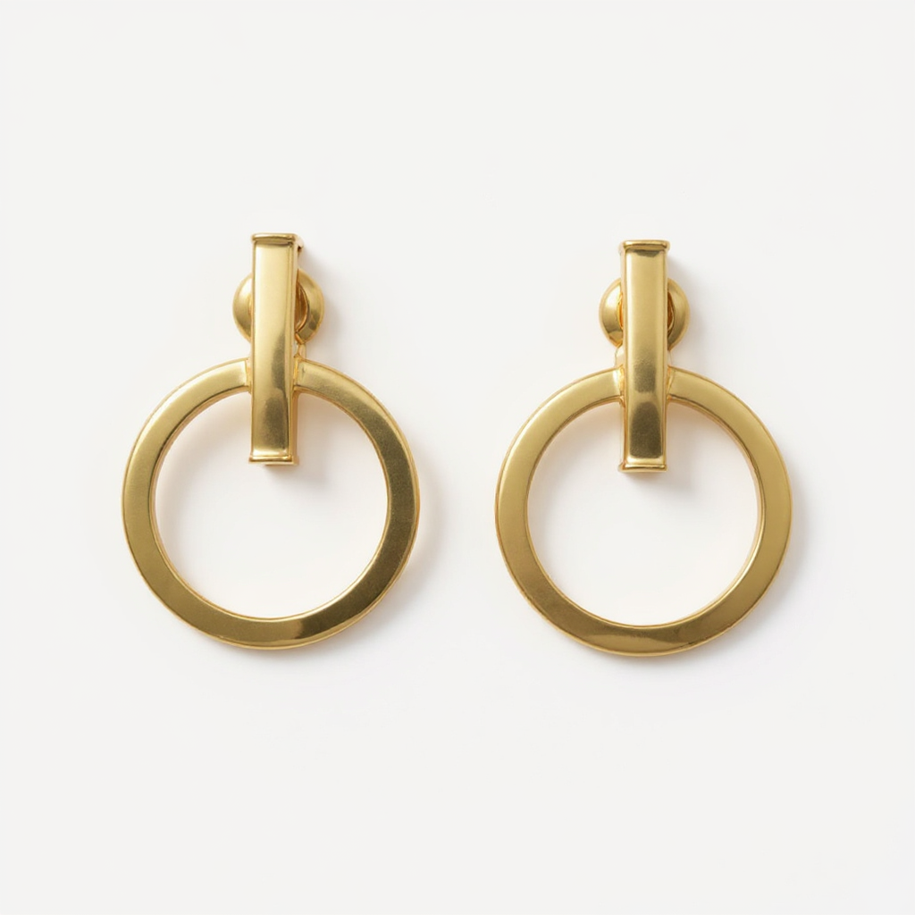 Geometrische Kreisstiftohrringe in 14 Karat Massivgold