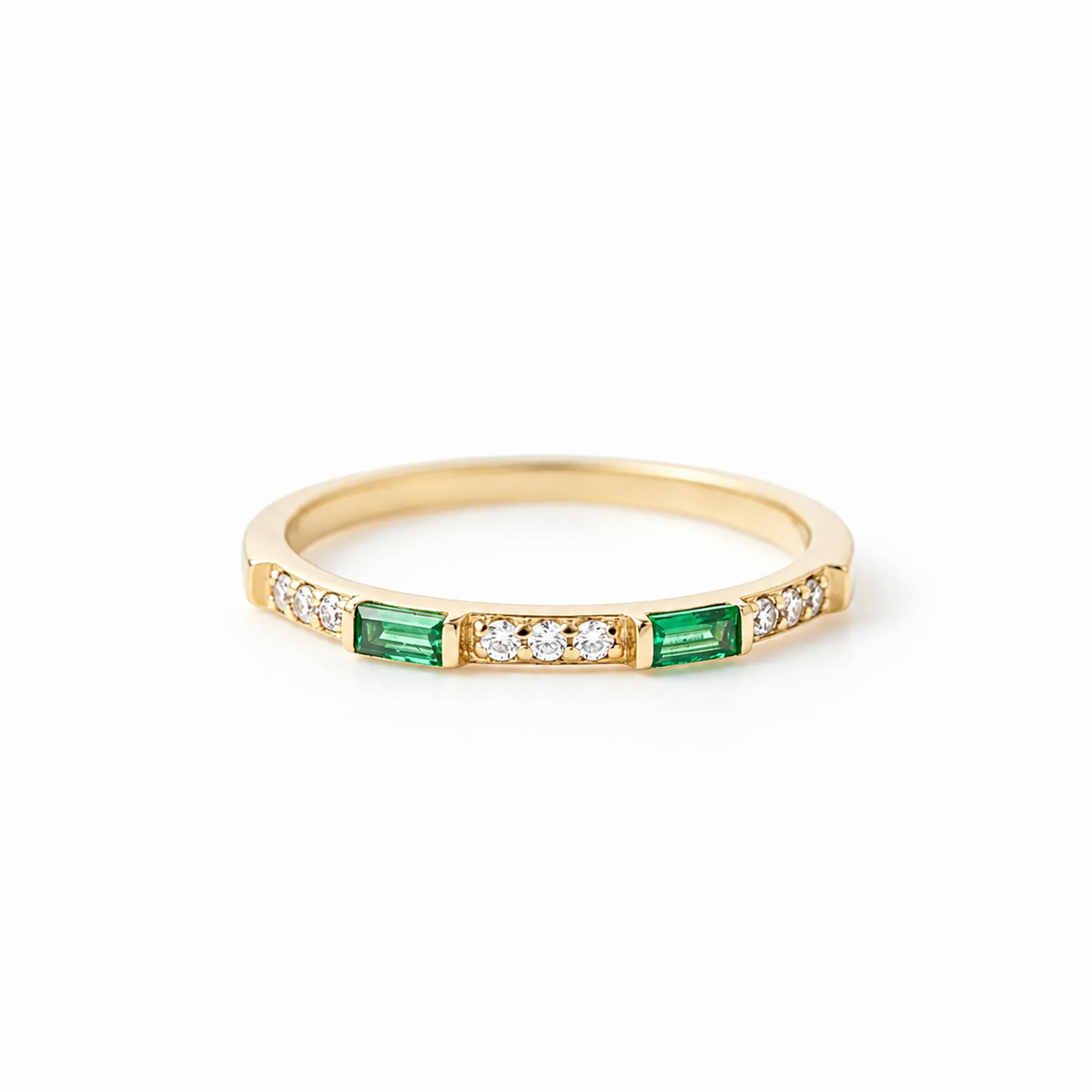 Baguette Emerald Eternity Ring With Diamonds