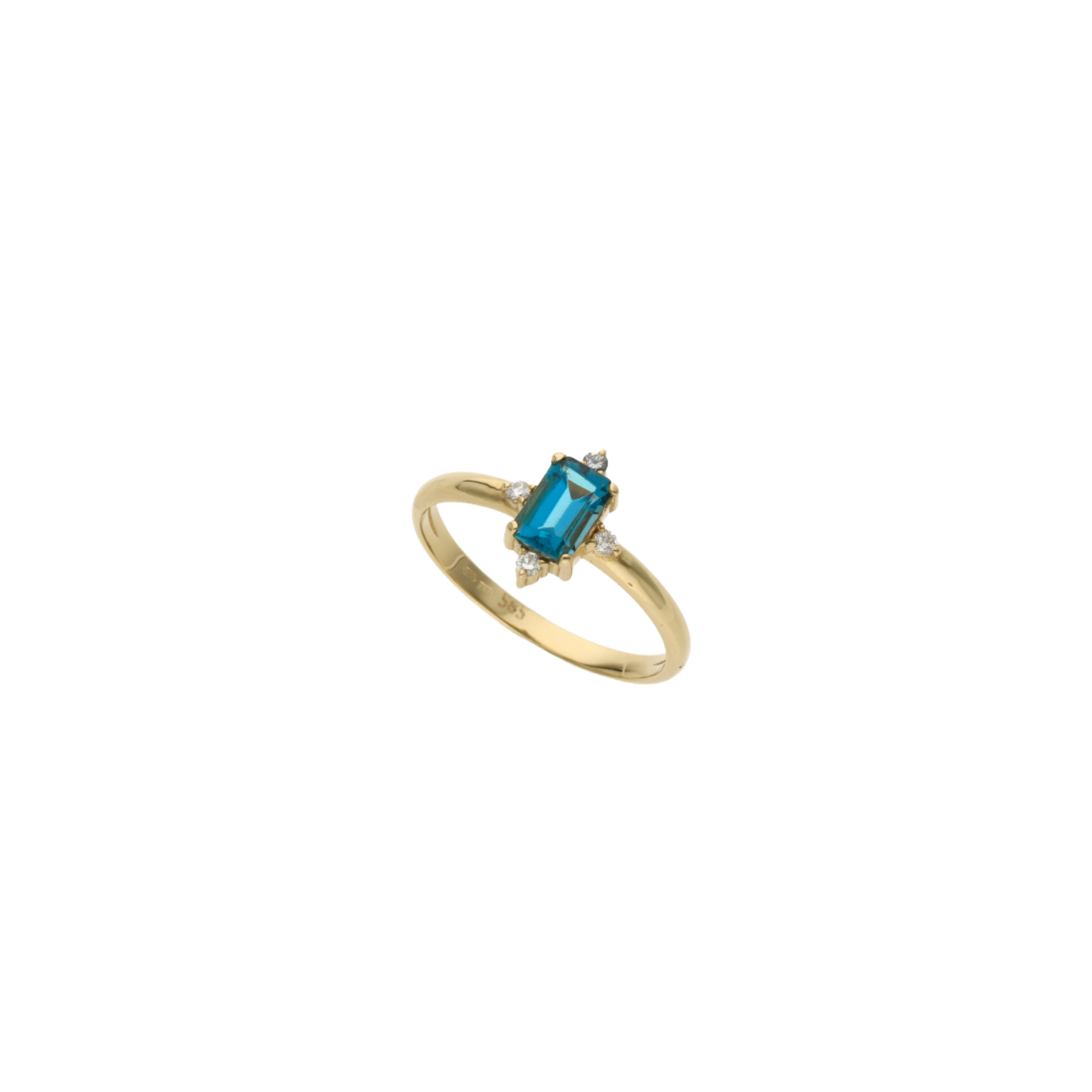 Art Deco Blue Topaz Engagement Ring With Diamond