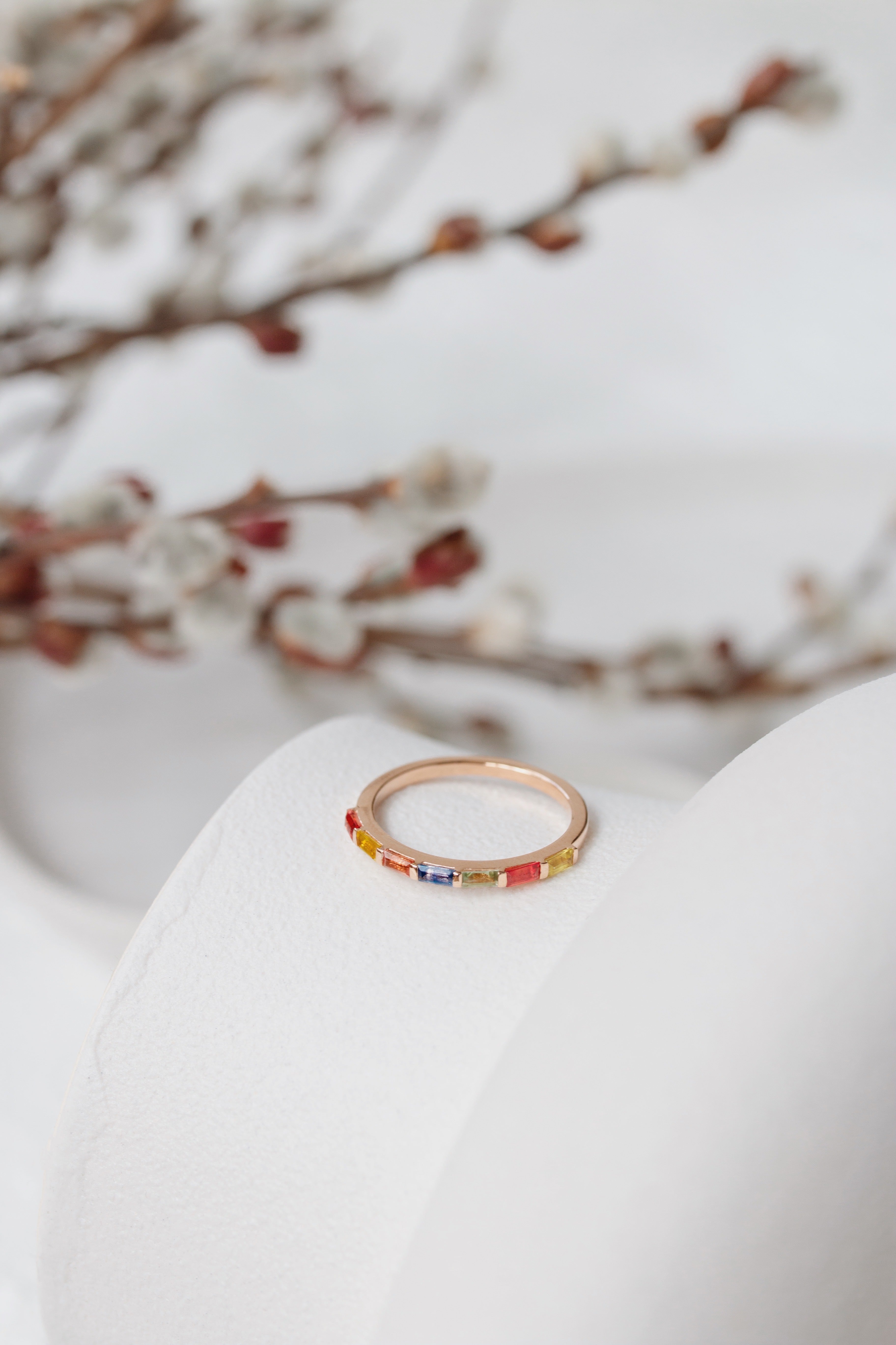Baguette Multisapphire Wedding Band Orizzo fine jewelry