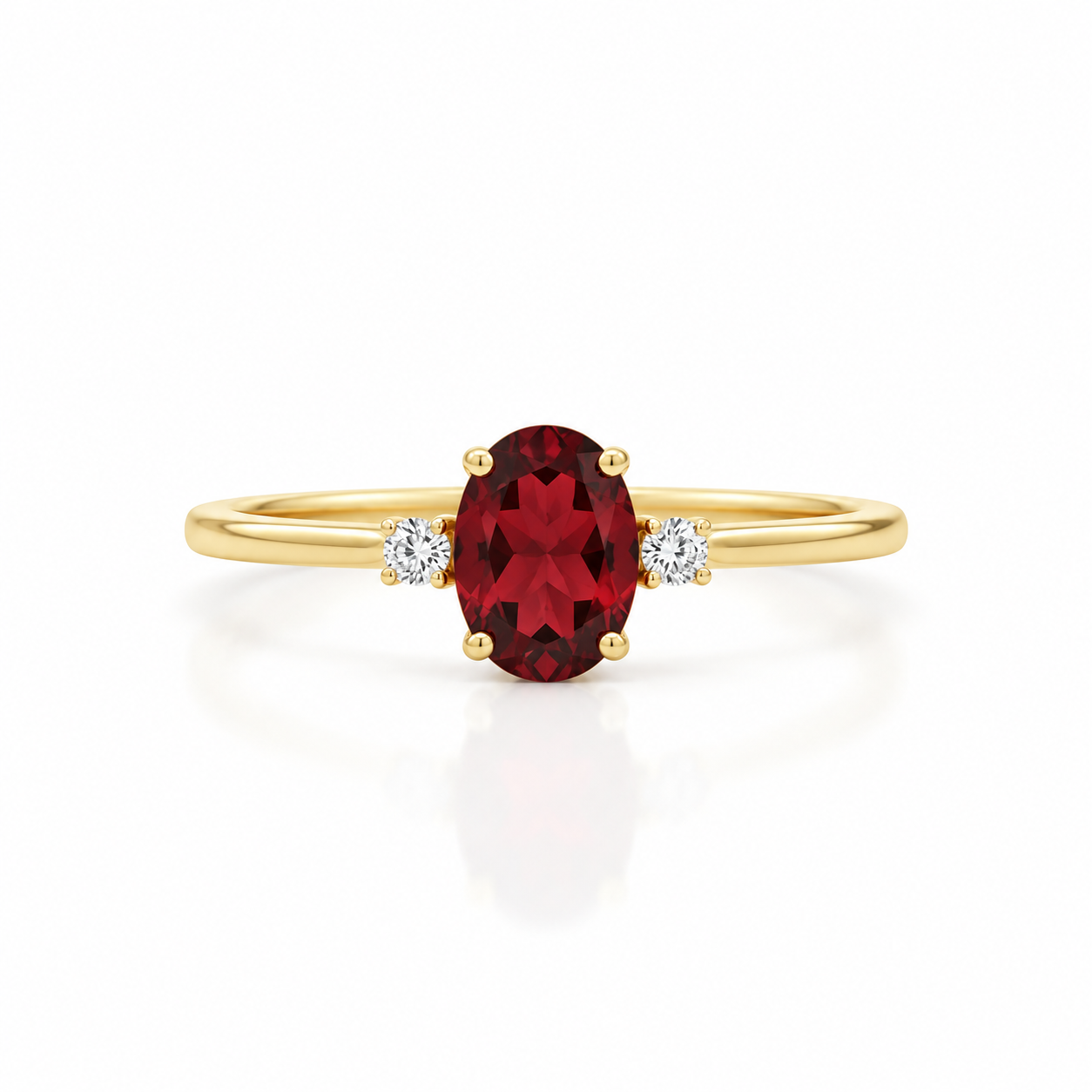 Oval Garnet & Diamond Engagement Ring – Trinity
