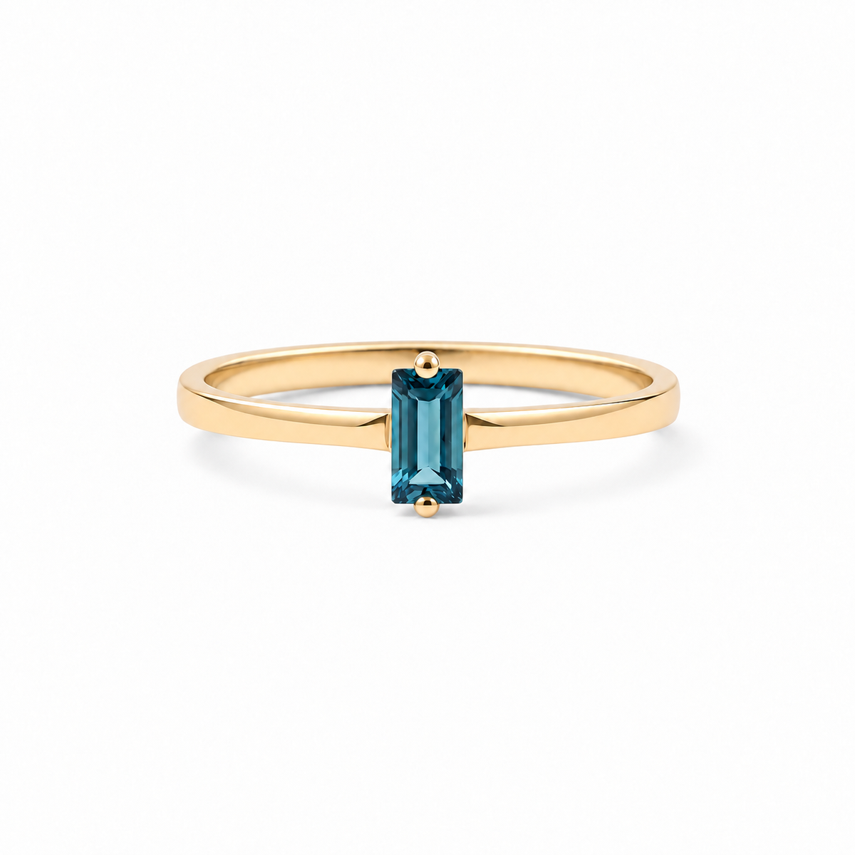 Solitaire Baguette Cut London Blue Topaz Ring