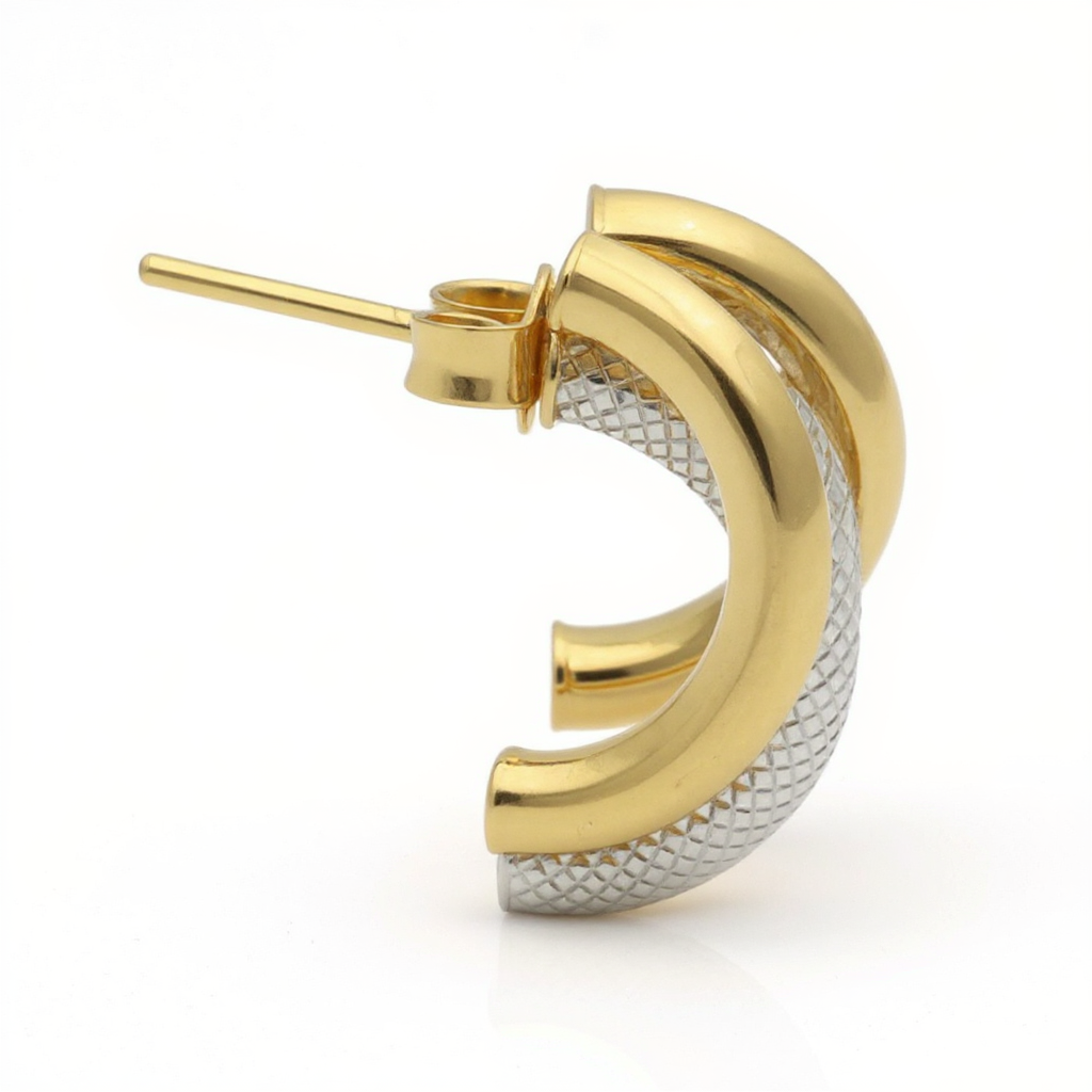 14K Gold Tri-Color Gold Textured Ring