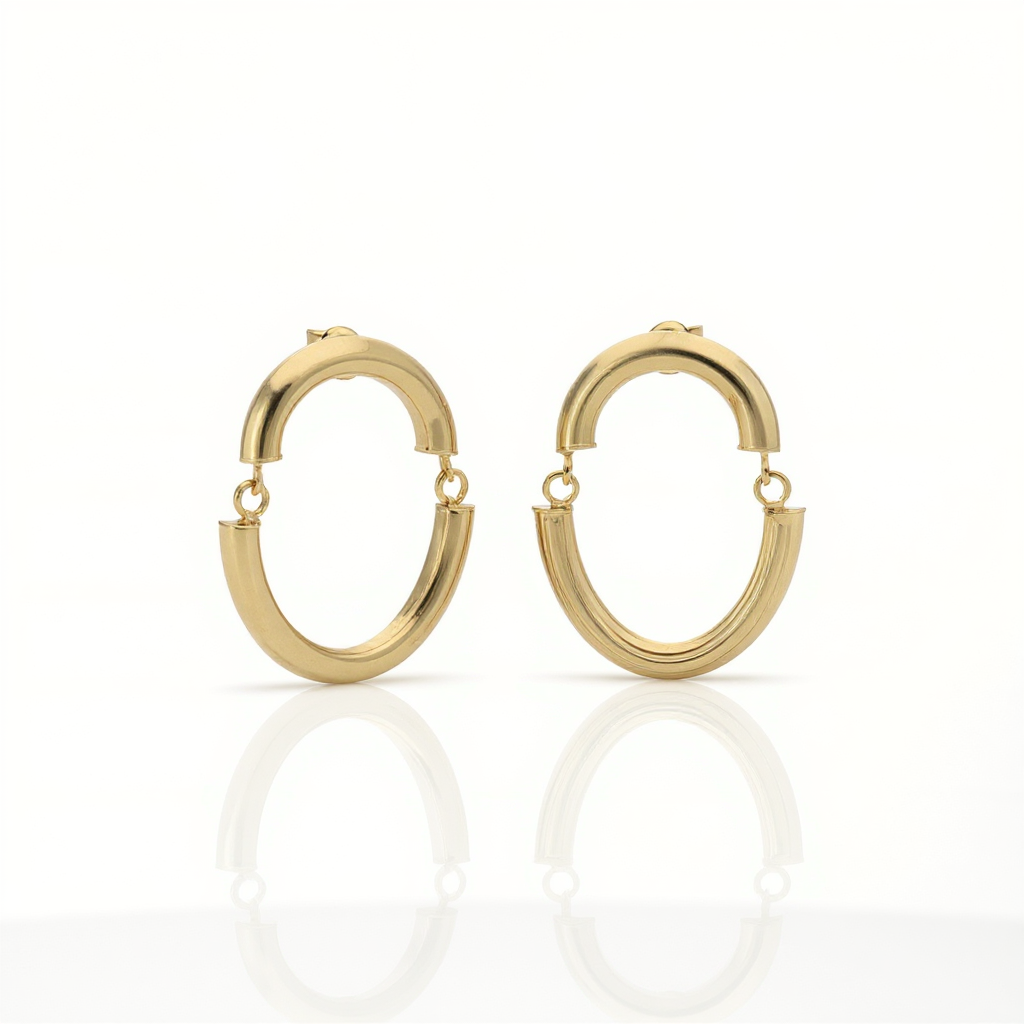 Linked Oval Hoop Earrings In 14k Gold