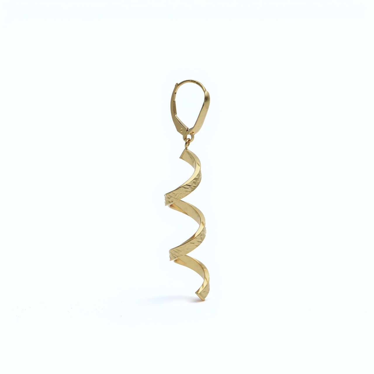 Textured Spiral Drop 14k Gold Earrings