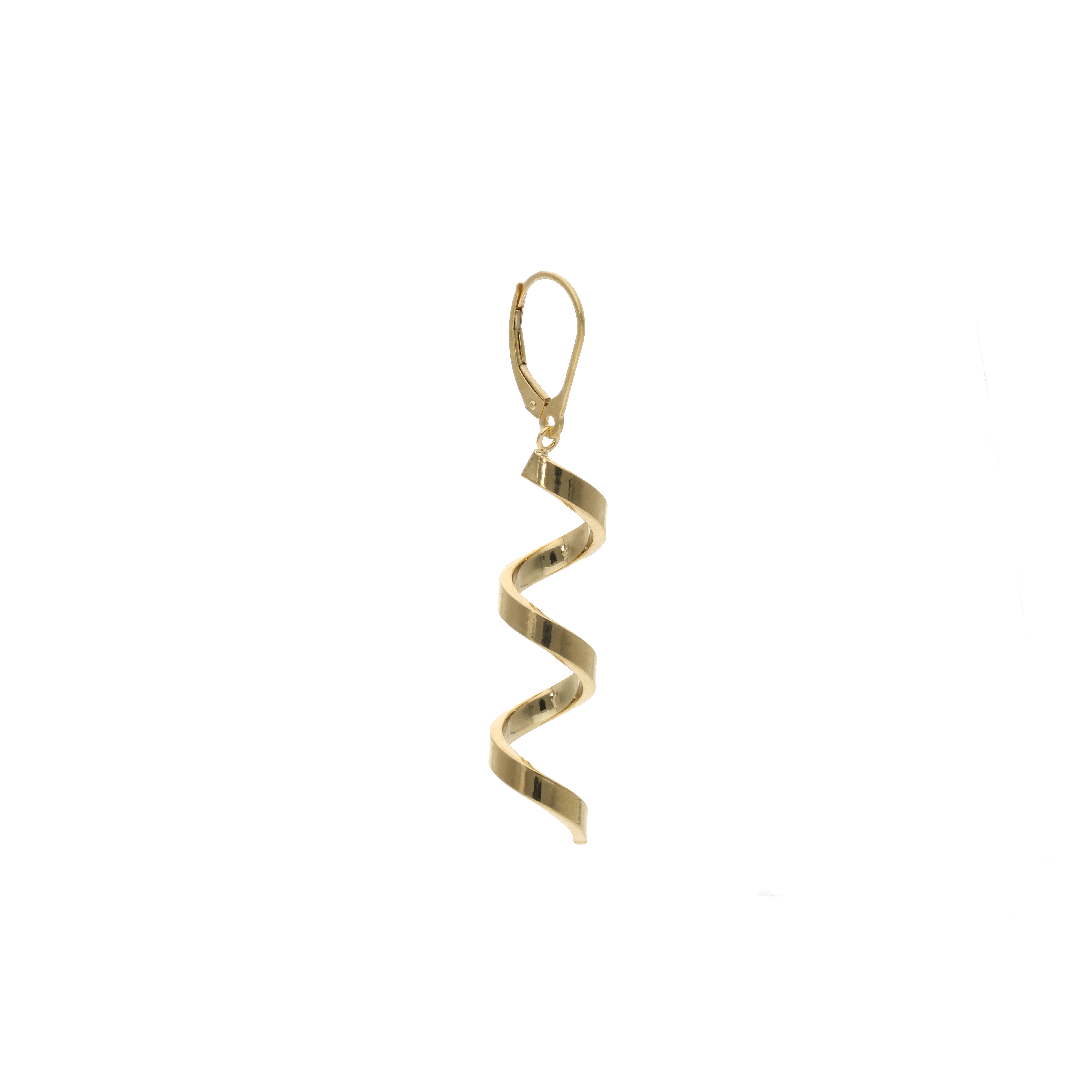 Spiralförmige Hängeohrringe aus 14 Karat Gold