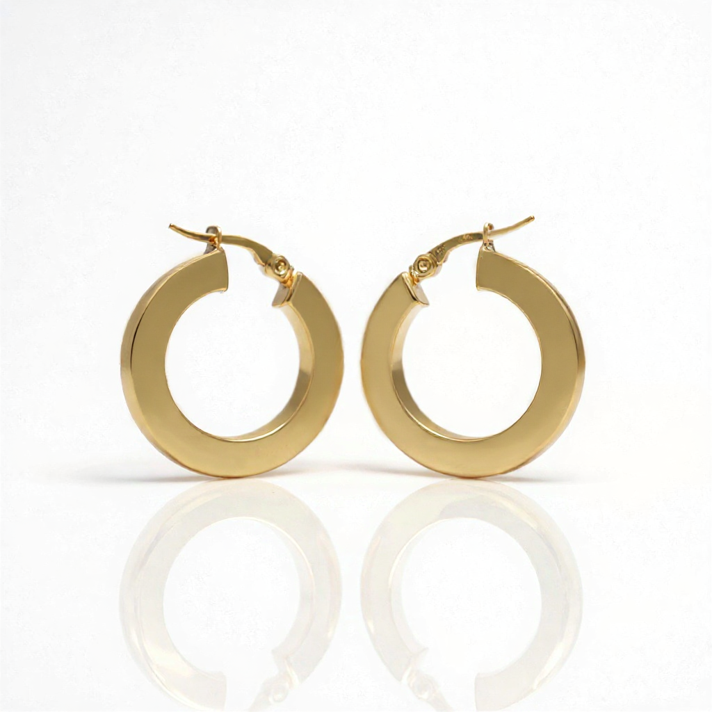 Bolt Hoop Earrings In 14K Gold