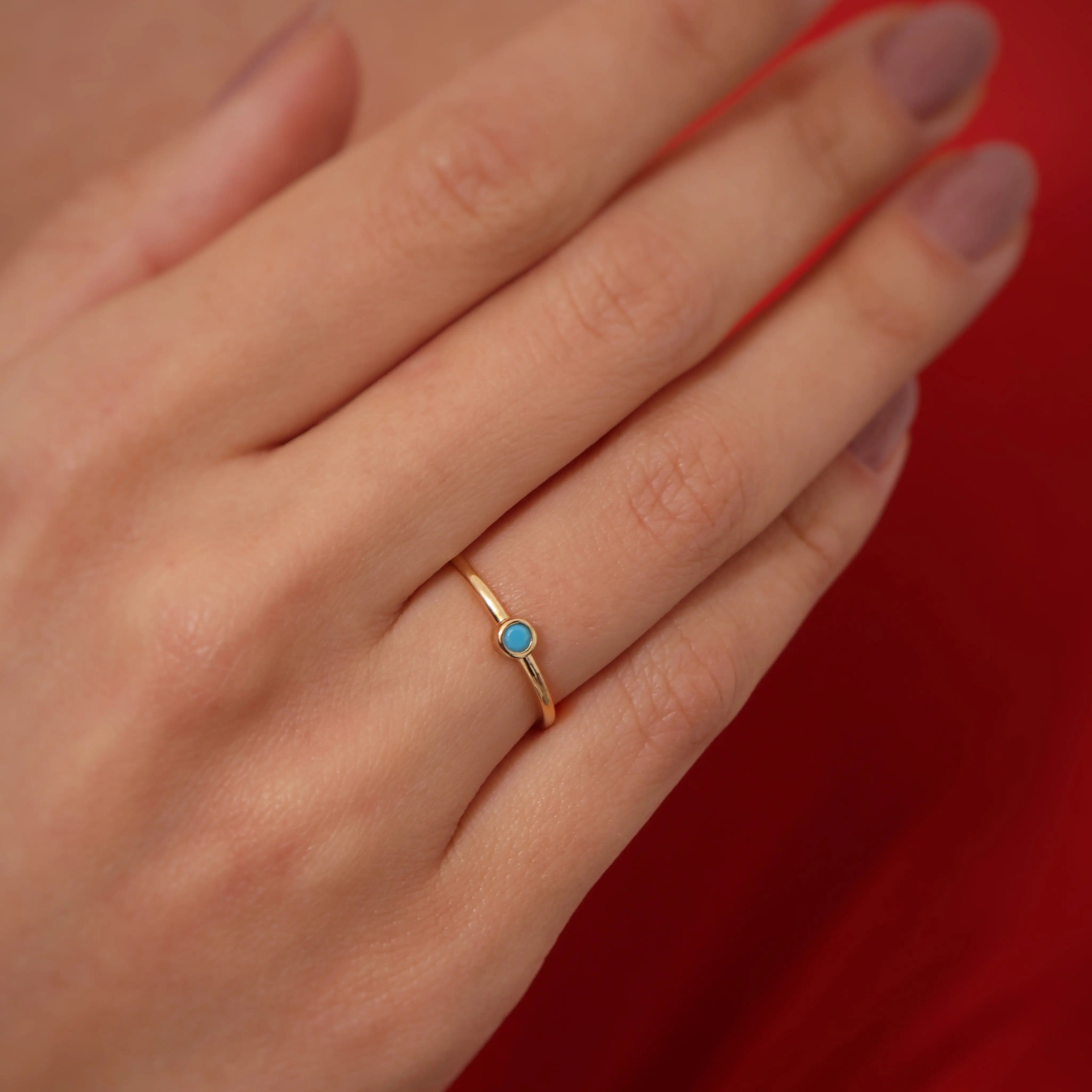 Bezel Set Turquoise Solid Gold Ring Orizzo fine jewelry