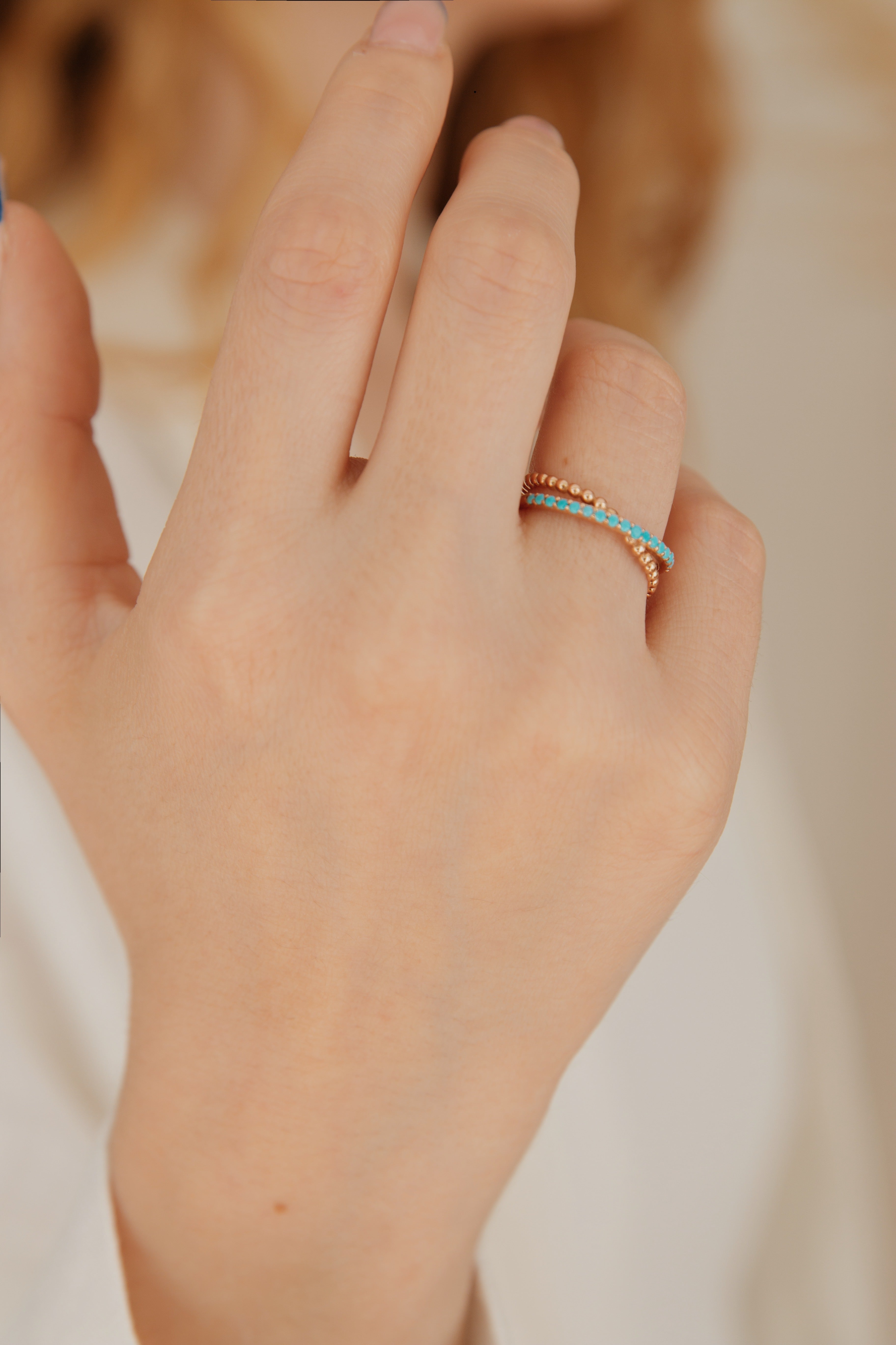 Criss Cross Turquoise Gold Ring Orizzo fine jewelry