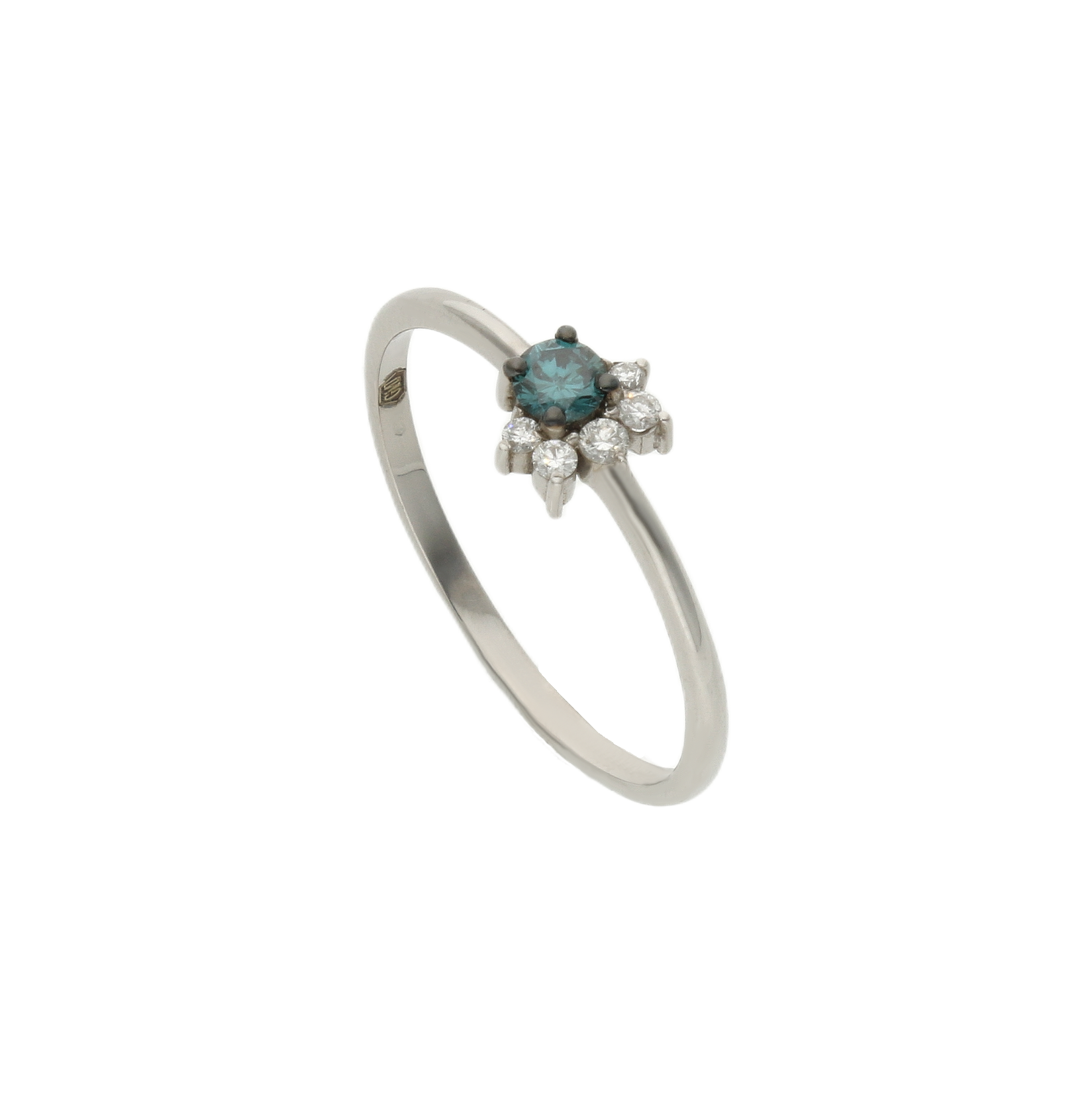 Blue Diamond Half Starburst Ring In 14k Gold