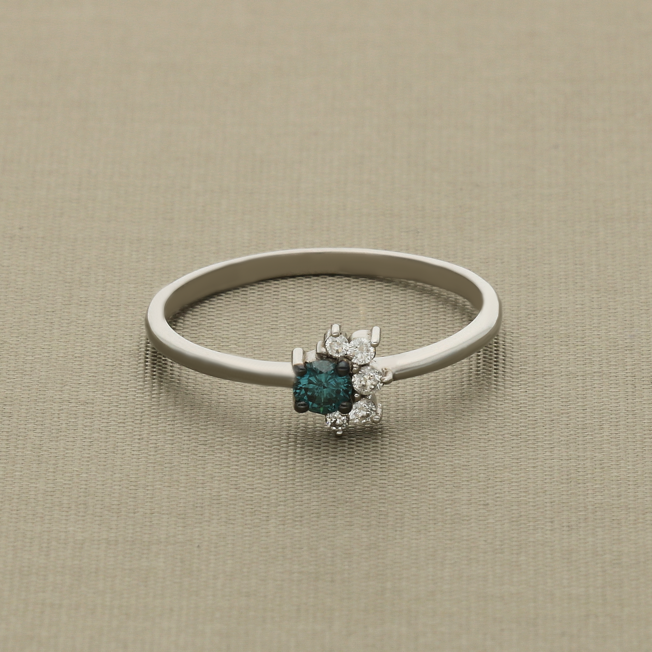 Blue Diamond Half Starburst Ring In 14k Gold