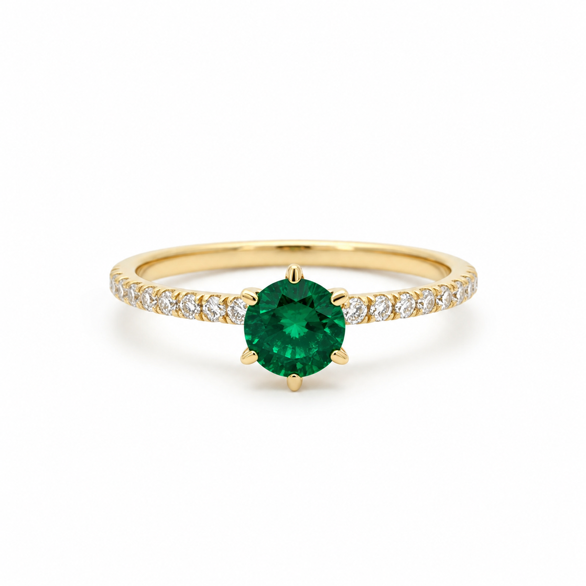 Emerald Halo Engagement Ring With Diamond