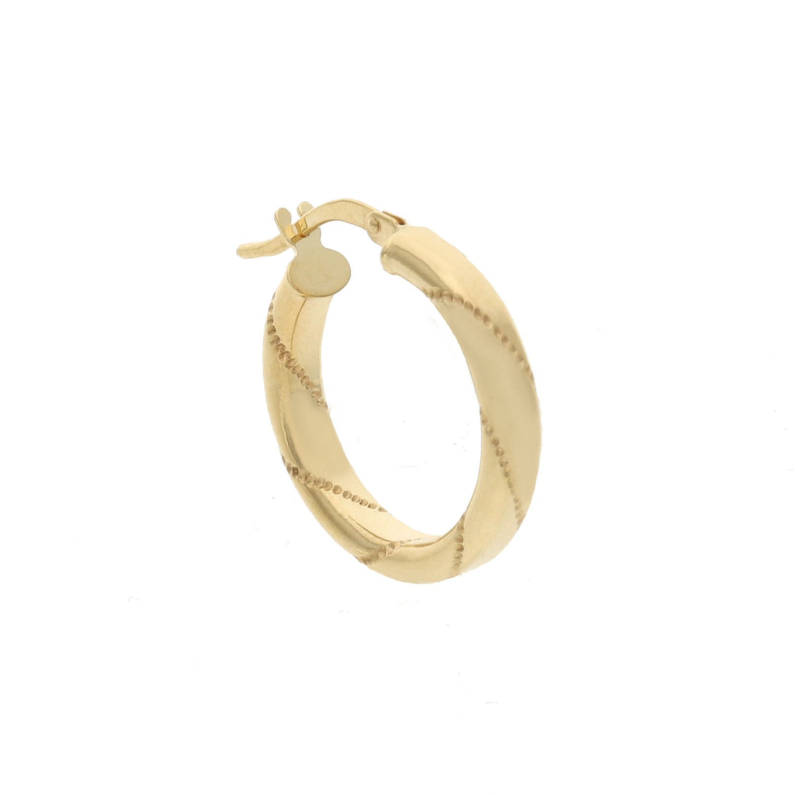 14K Gold Textured Hoop Earrings