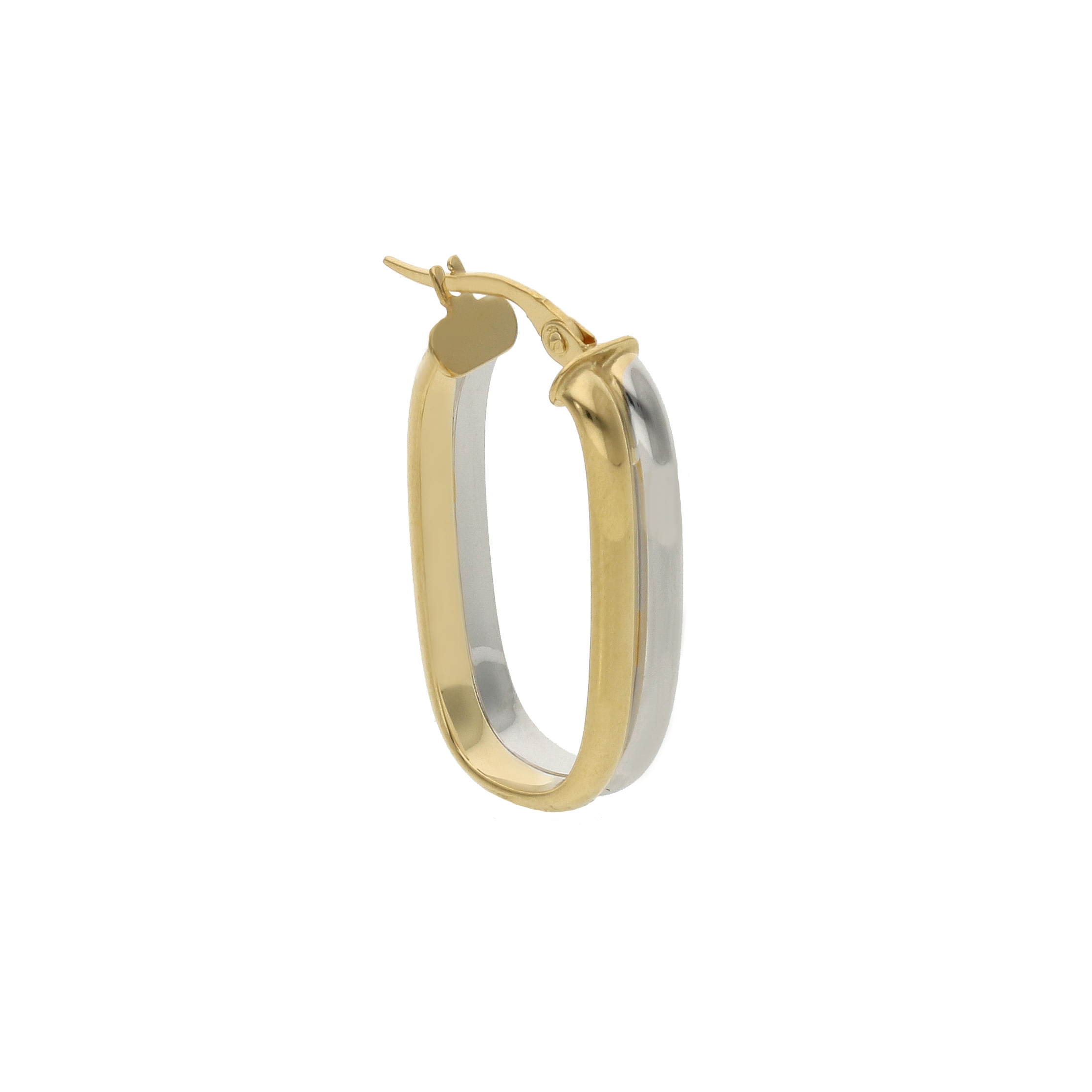 14K Two-Tone Gold Oval Hoop Earrings