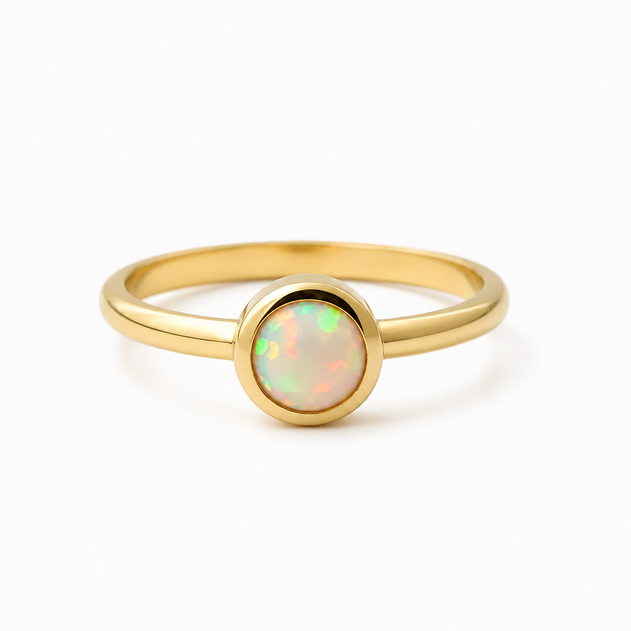 Bezel Set Solitaire Opal Ring