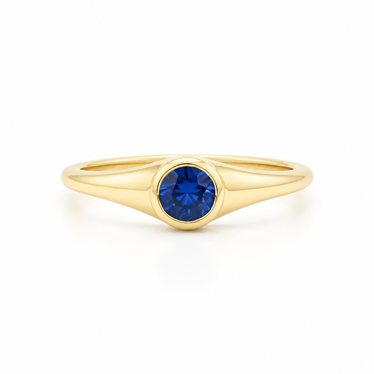 Blue Sapphire Signet Ring In 14K Gold