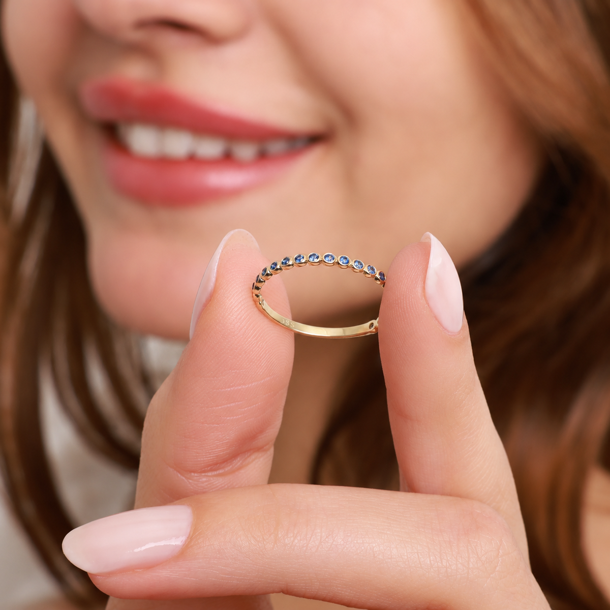 Bezel Set London Blue Topaz Stack Ring - Eternity Band