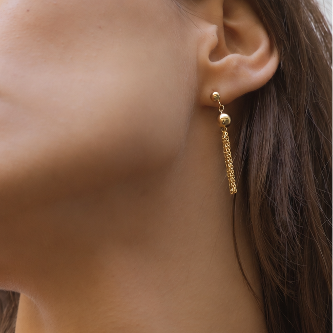 Double Bead Drop Earrings