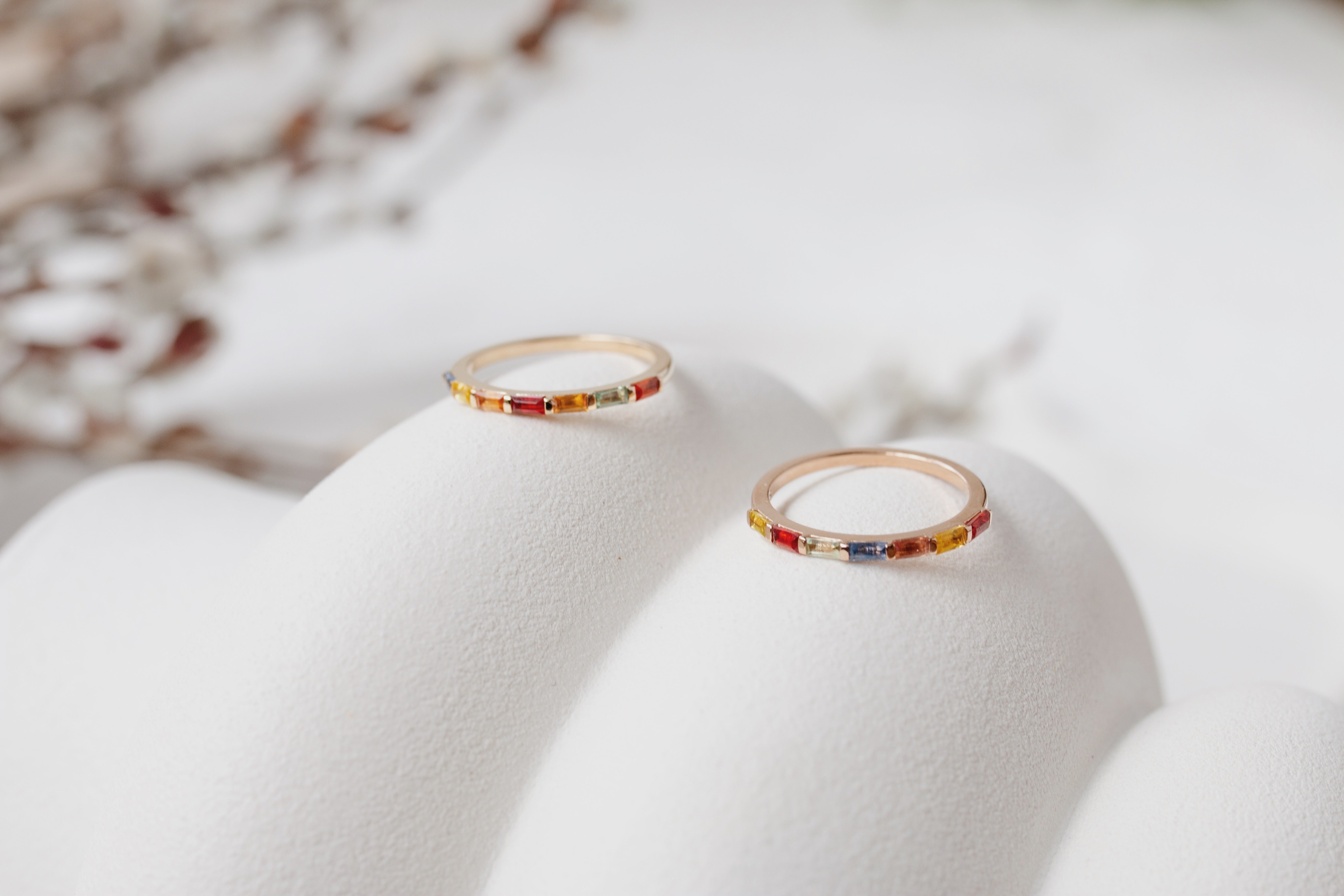 Baguette Multisapphire Wedding Band Orizzo fine jewelry