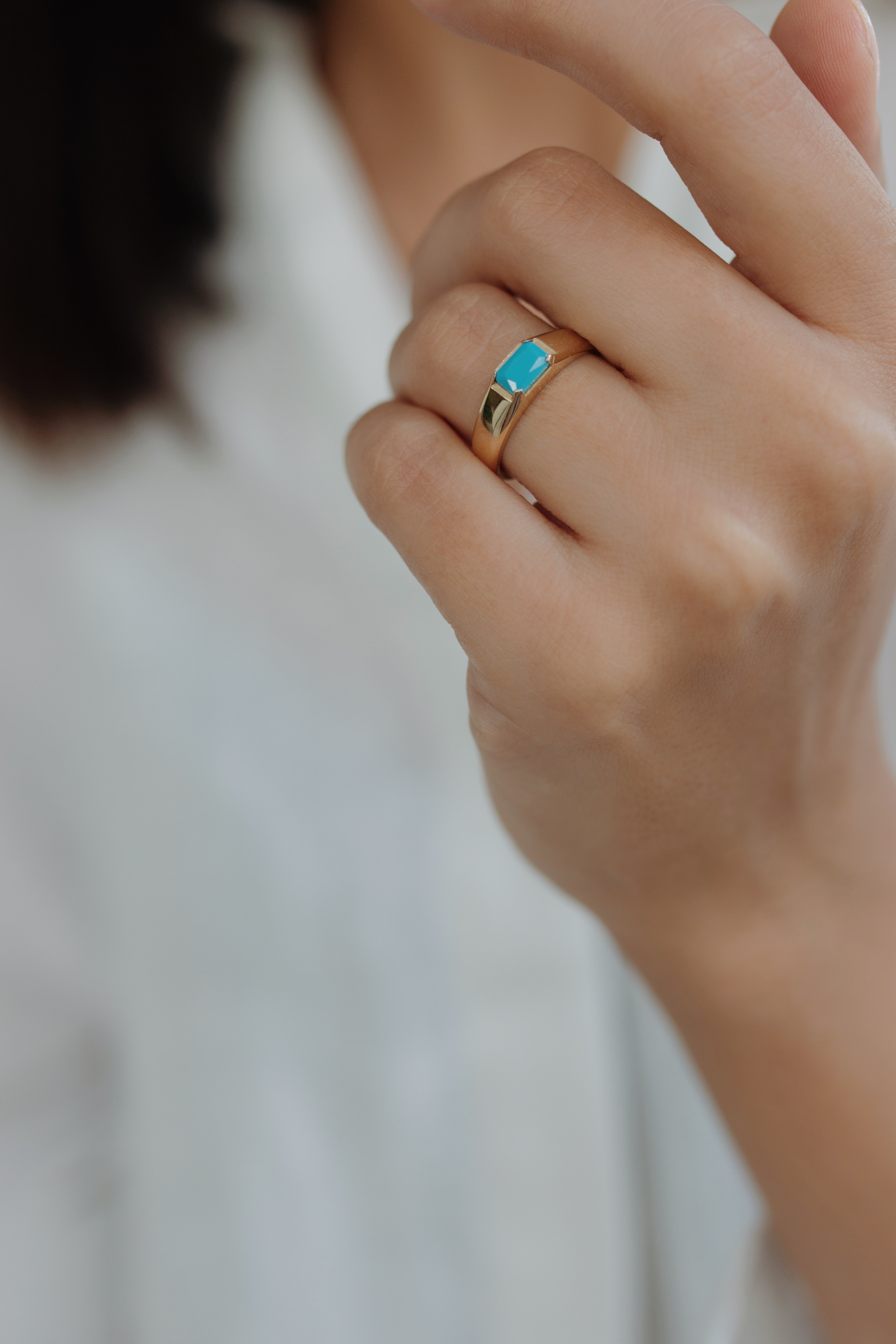 Turquoise Signet Ring In 14k Gold Orizzo fine jewelry