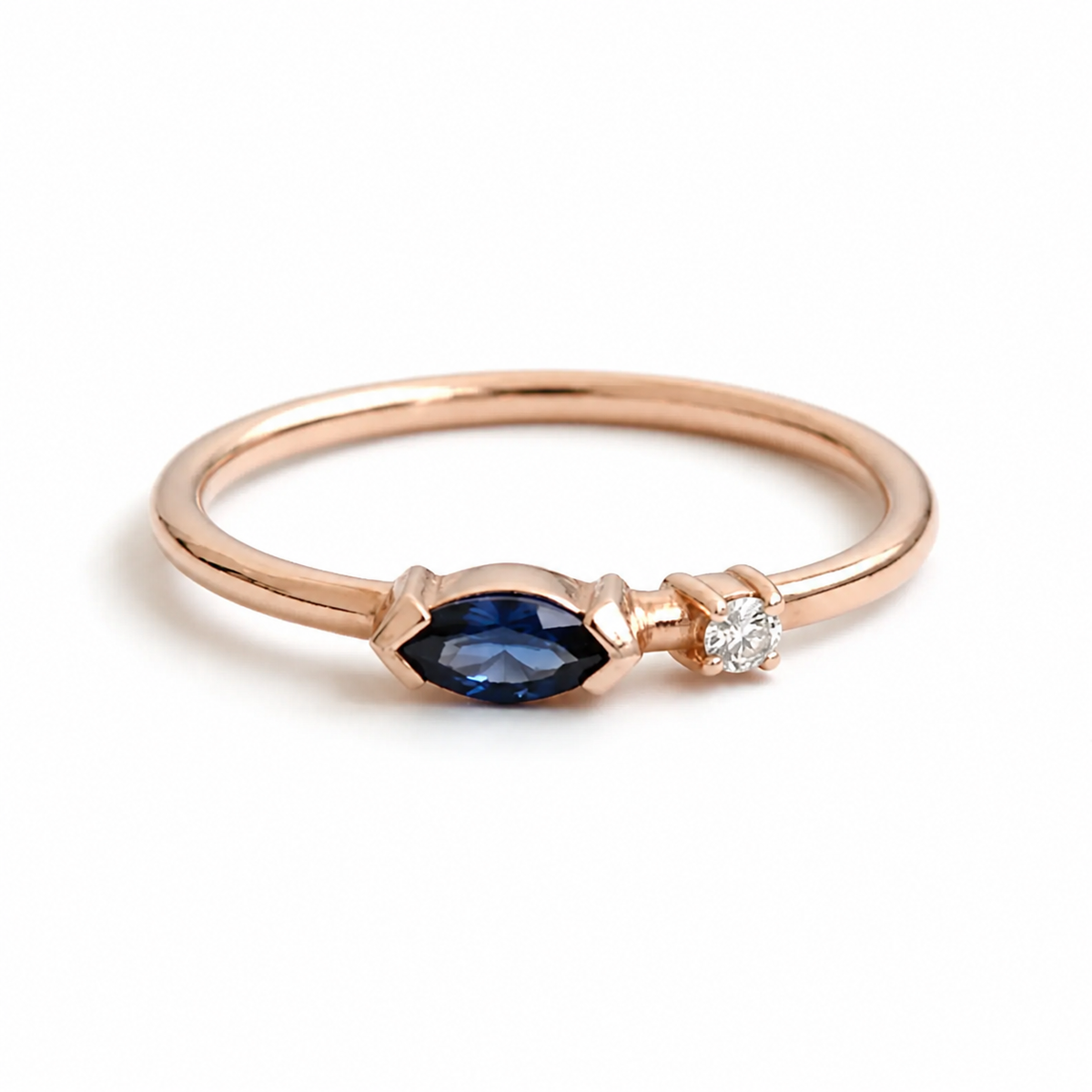 Double Stone Sapphire Diamond Ring - Alternative Engagement Ring