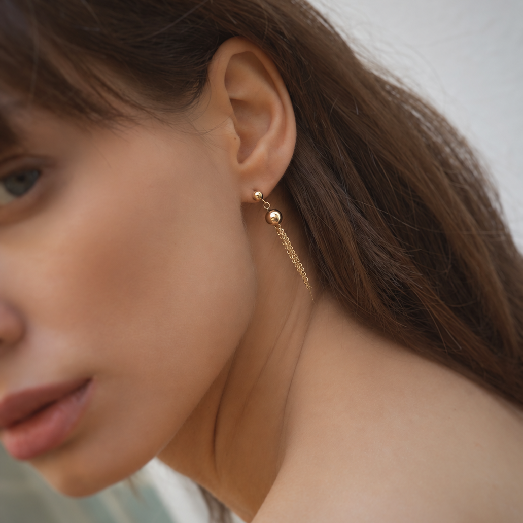 Double Bead Drop Earrings