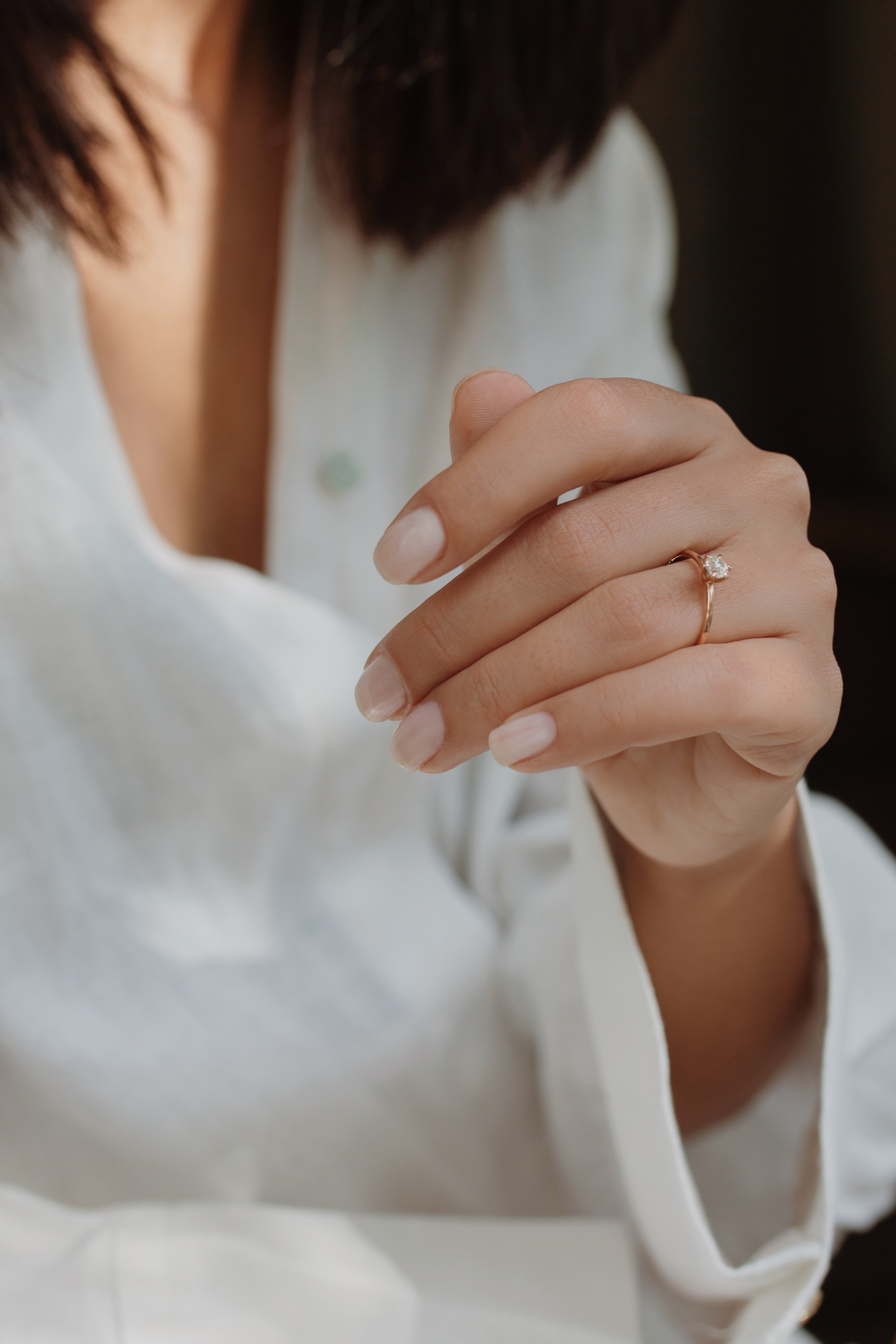 Solitaire Champagne Diamond Ring in Six Prong Setting Orizzo fine jewelry