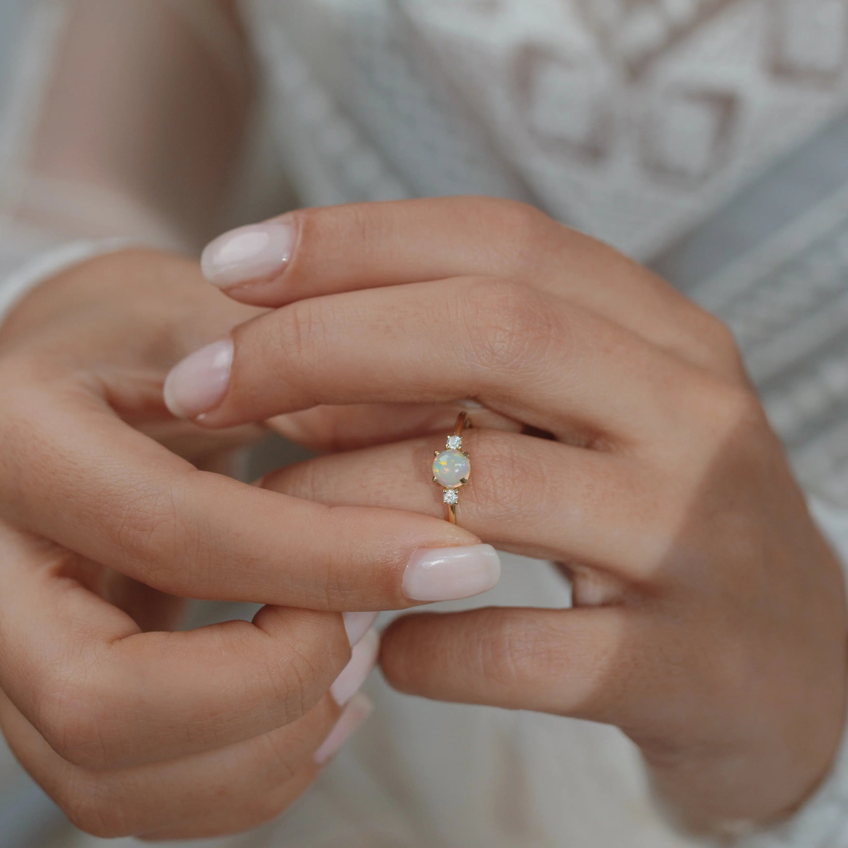 Opal Engagement Ring With Diamond Orizzo fine jewelry