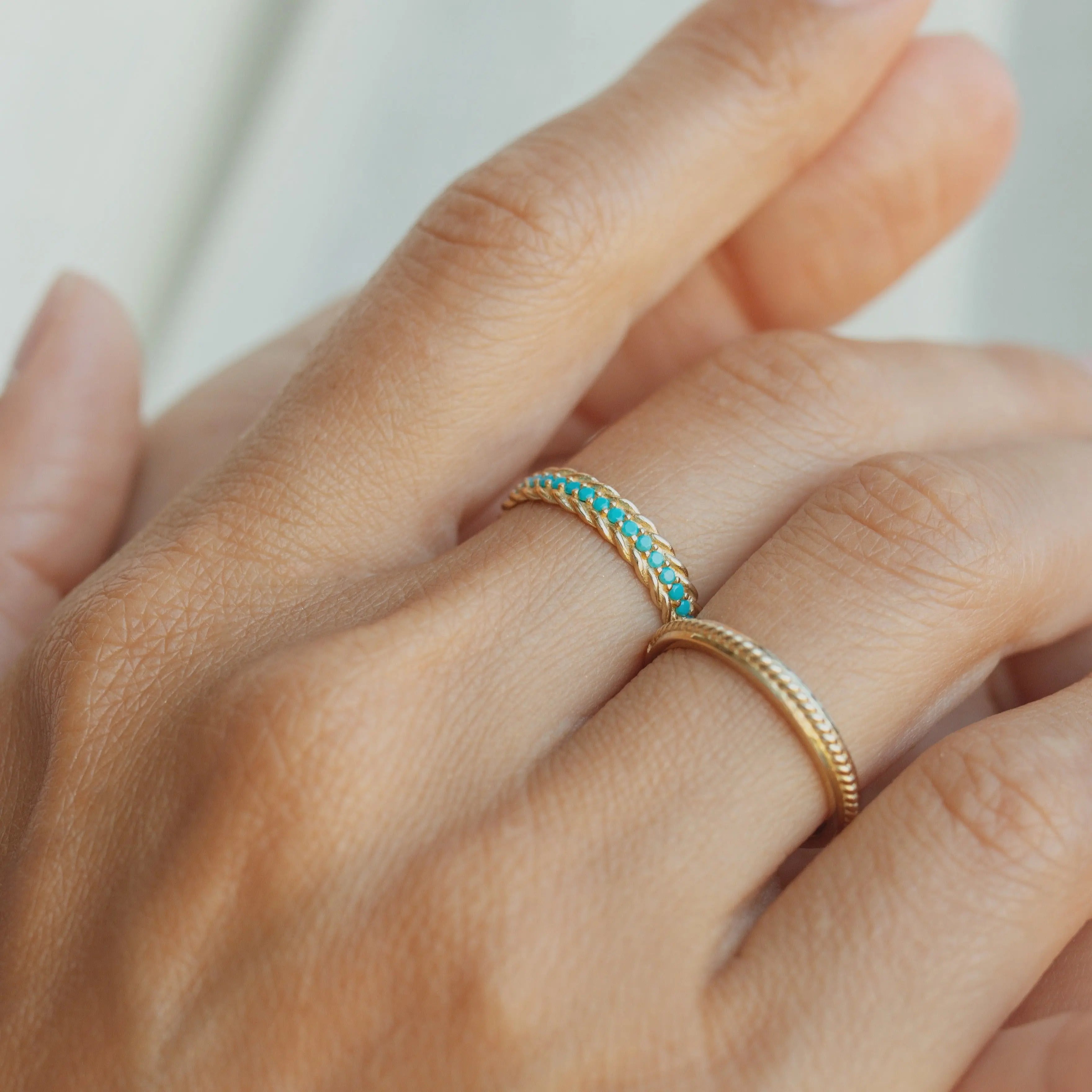 Turquoise Wedding Band in 14k Solid Gold Orizzo fine jewelry