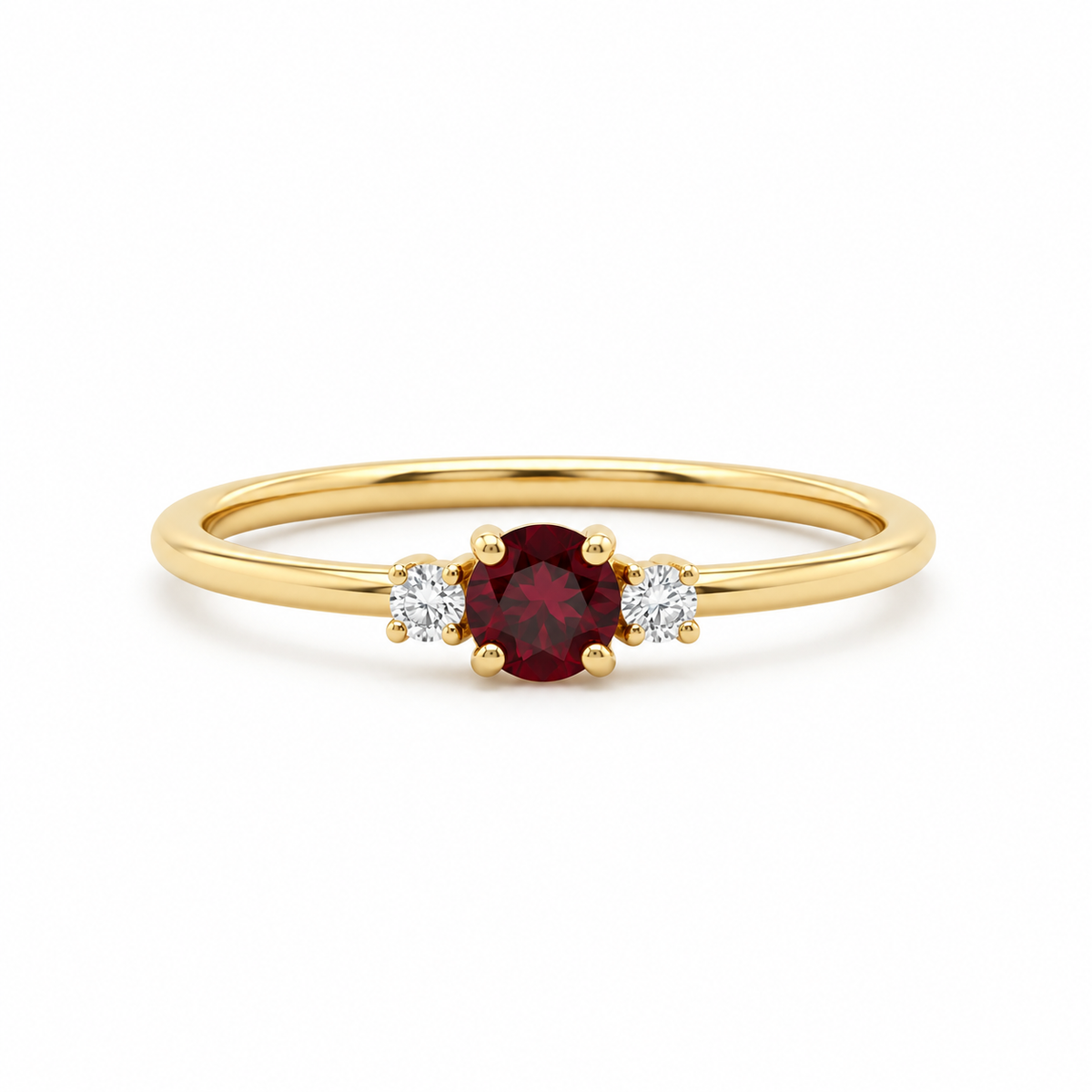 Round Garnet & Diamond Engagement Ring – Trinity