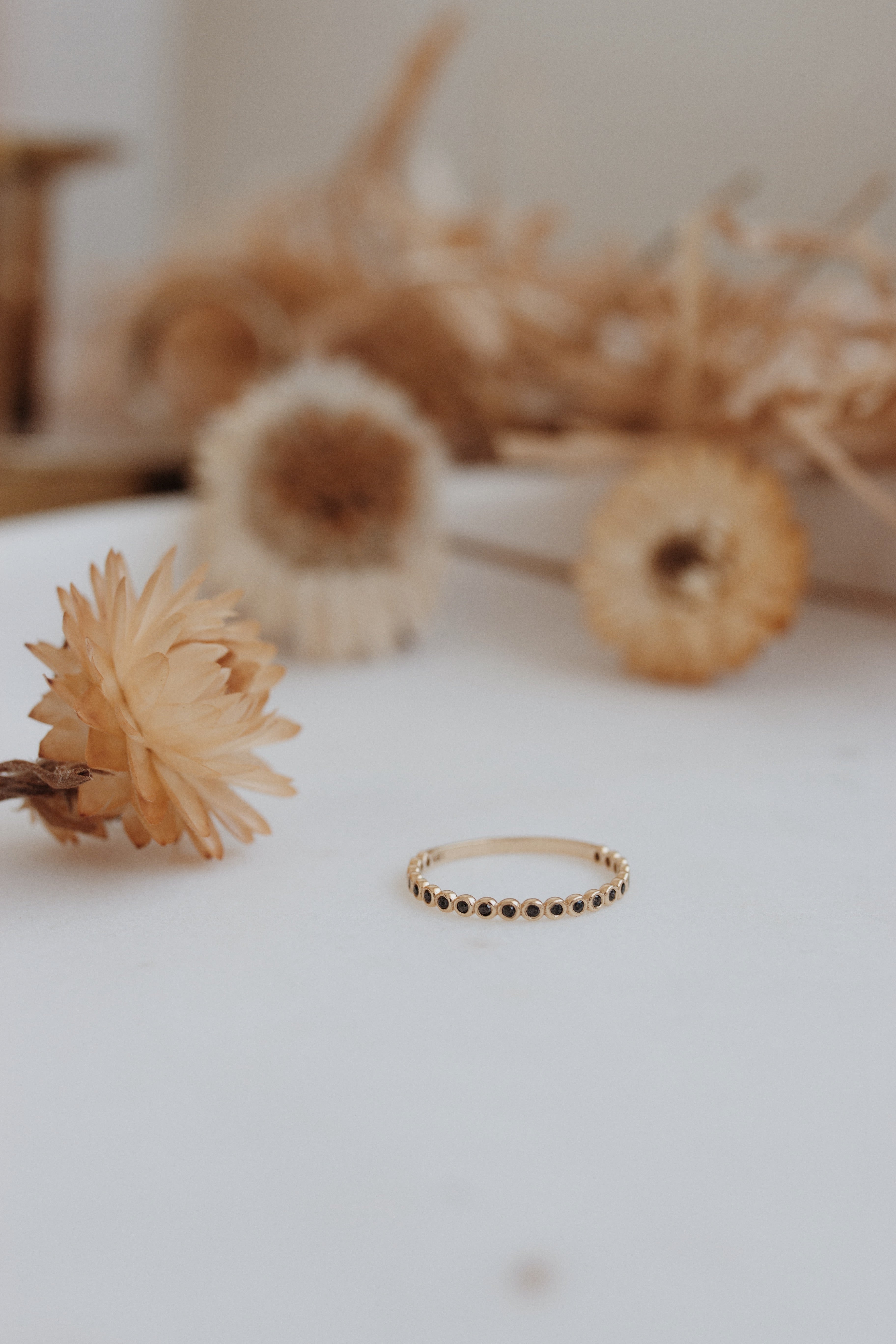 Bezel Black Diamond Stacking Ring Orizzo fine jewelry