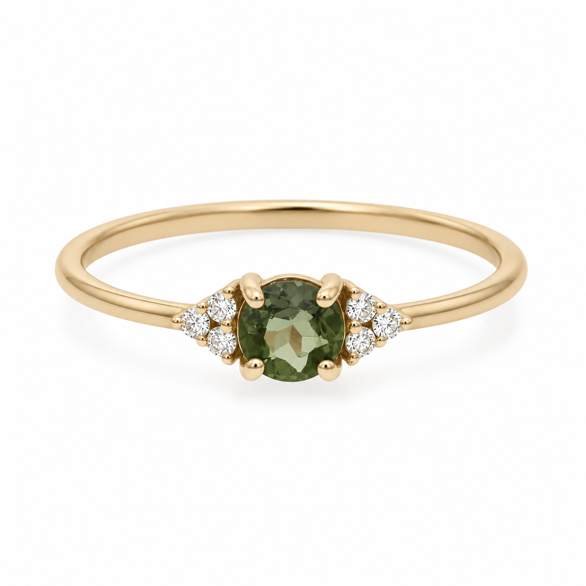 Faceted Moldavite & Diamond Ring – Trinity