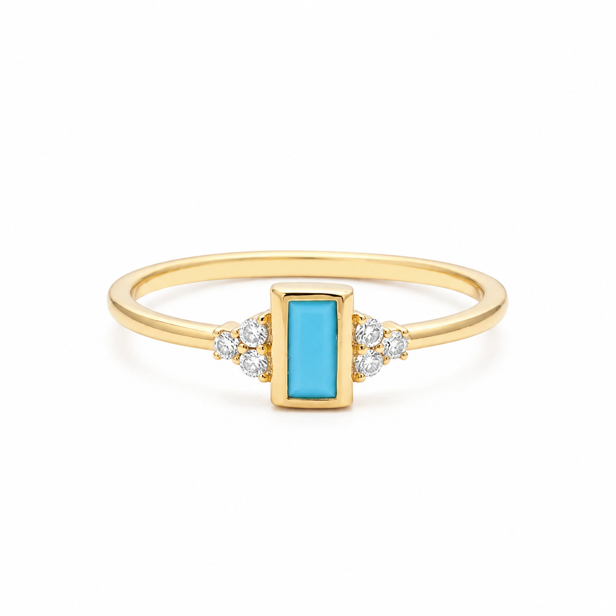 Art Deco Turquoise Engagement Ring With Diamond – Solenne