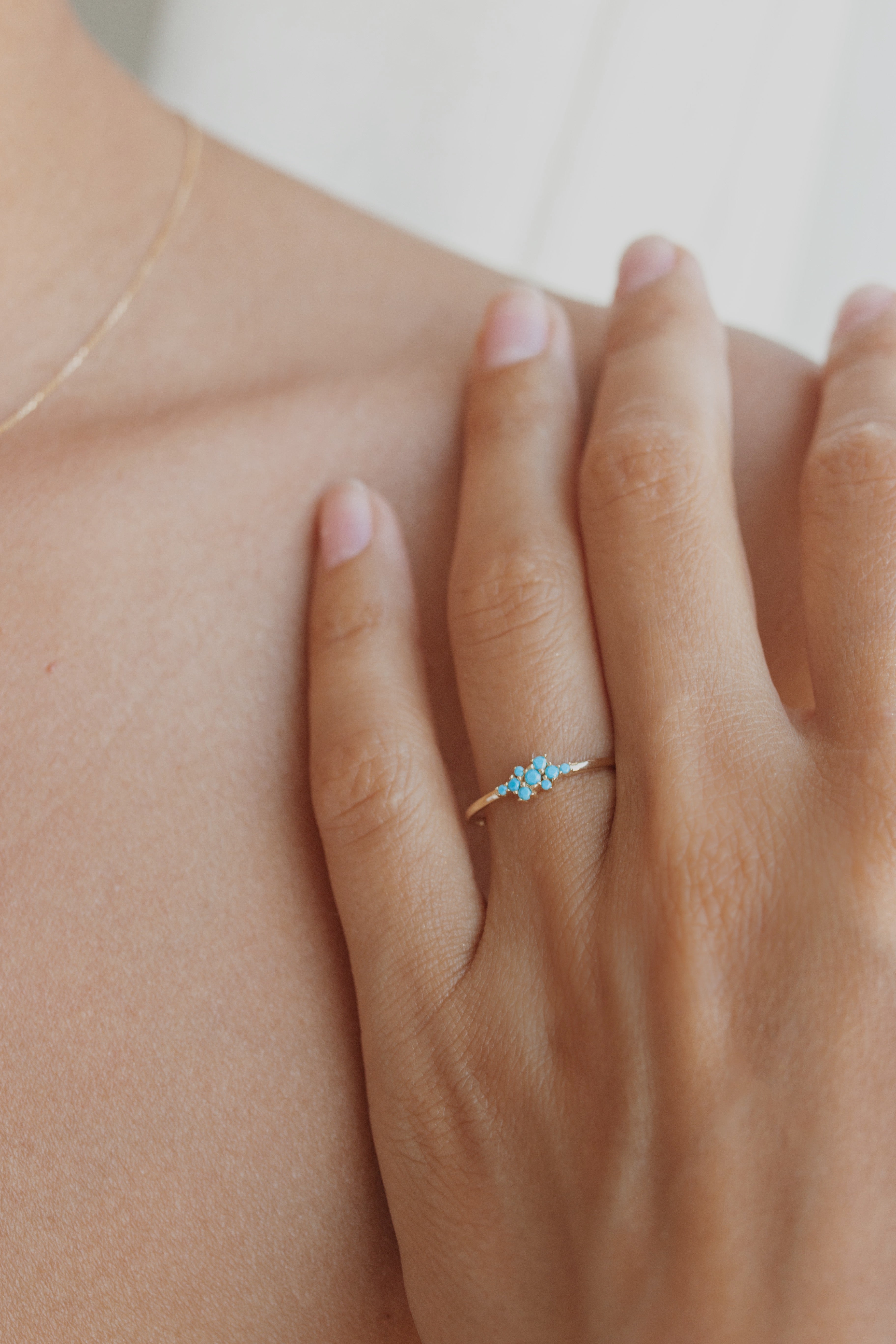Turquoise Cluster Ring In 14k Gold Orizzo fine jewelry