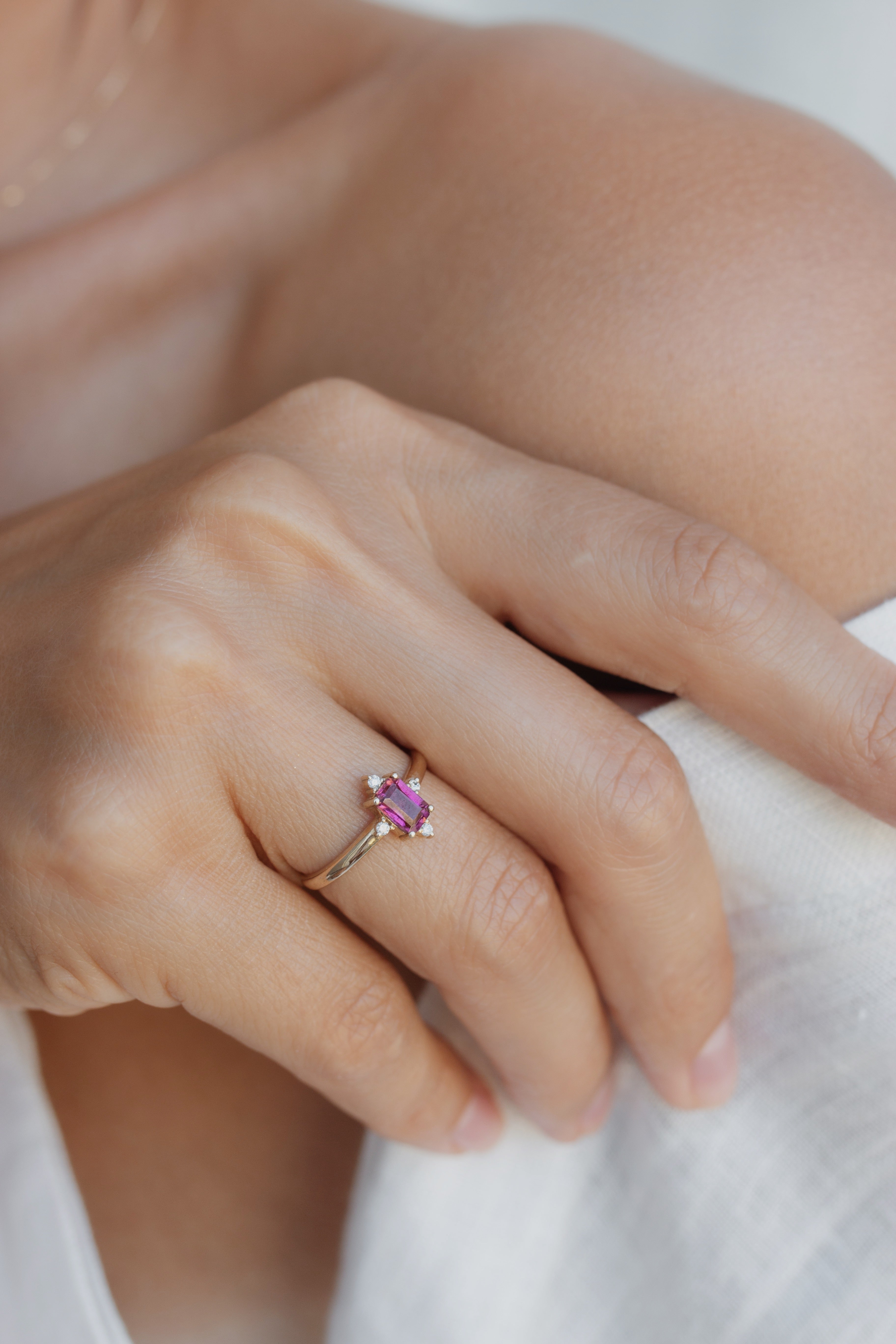 Art Deco Tourmaline Engagement Ring with Diamonds Orizzo fine jewelry
