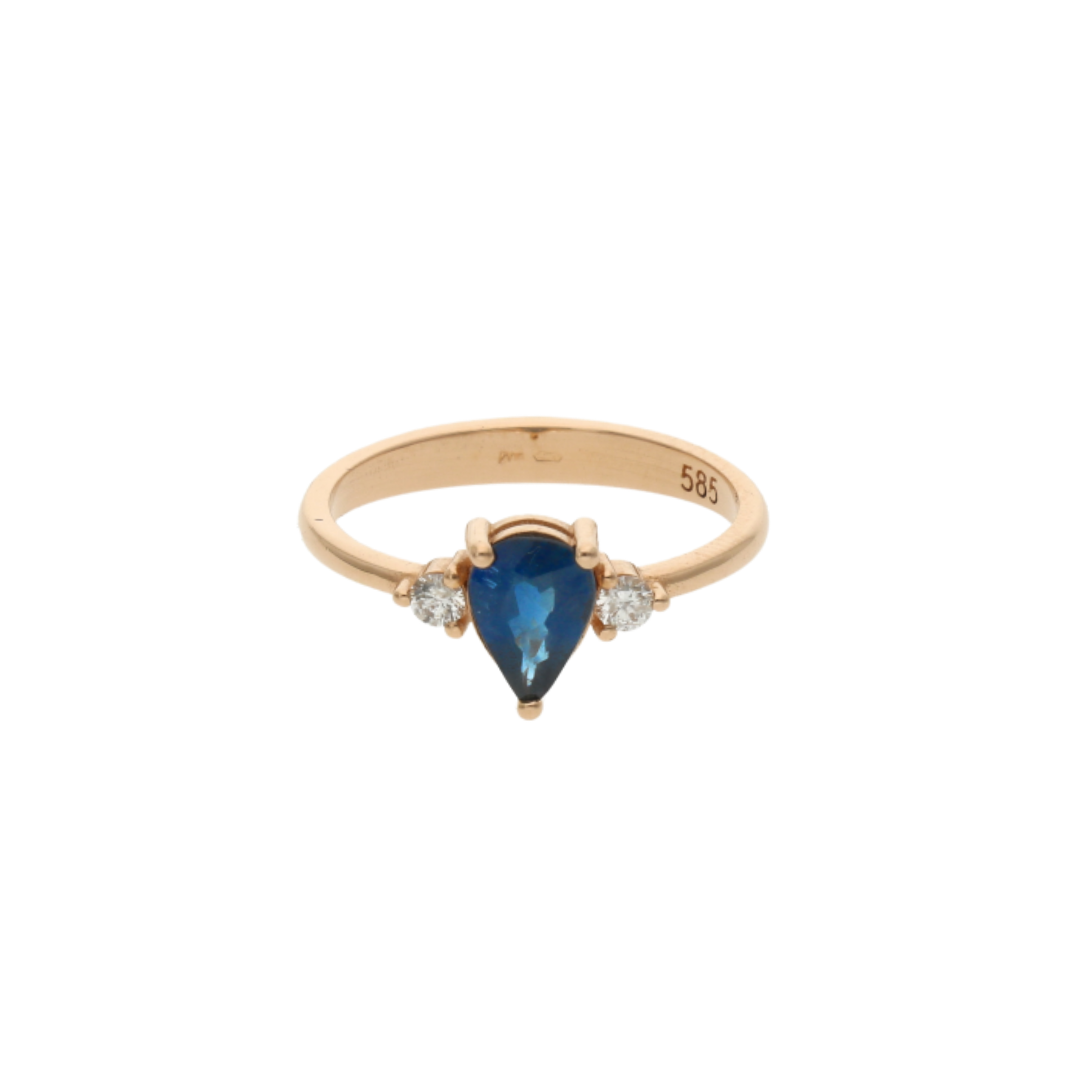 Pear Cut Blue Sapphire Ring With Diamond