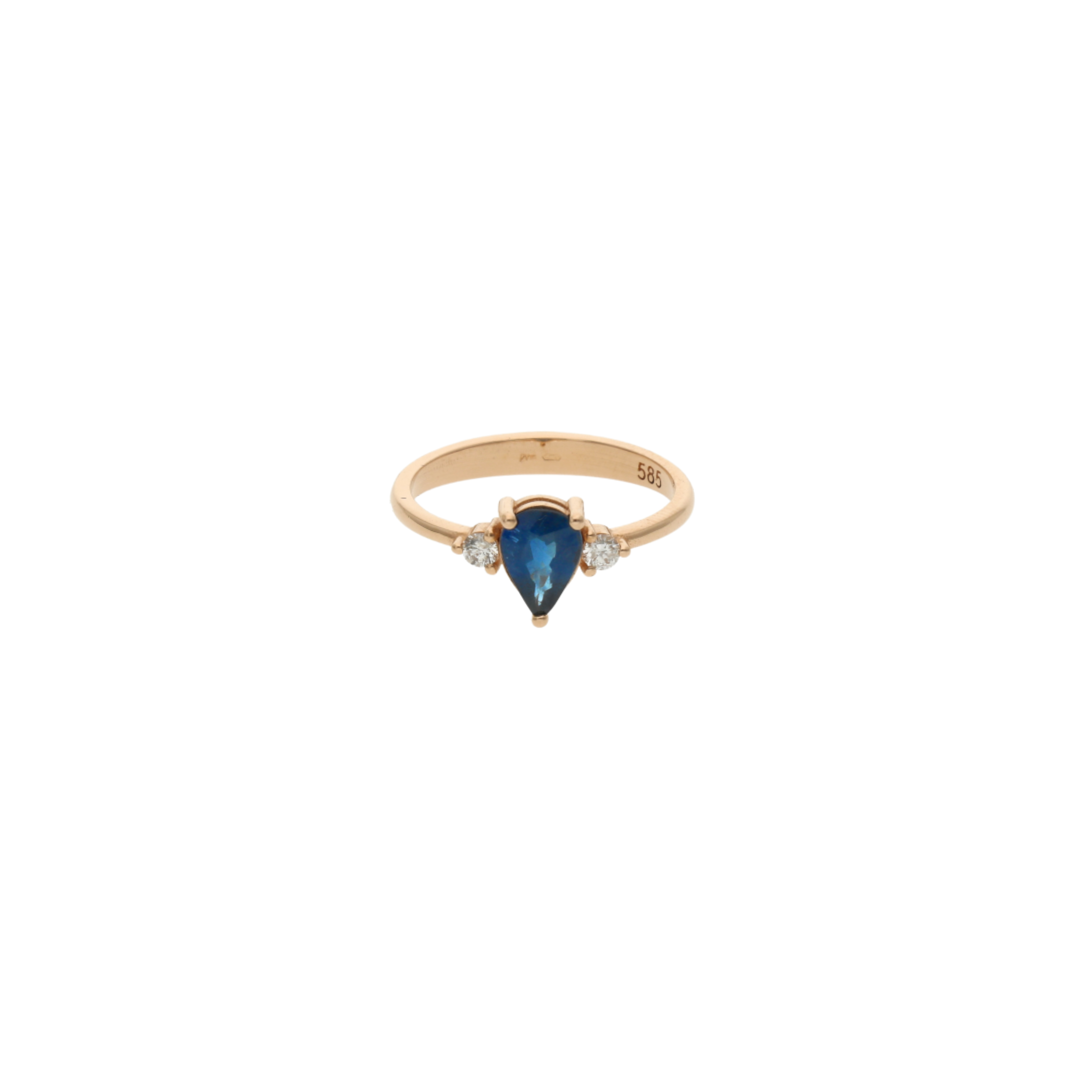 Pear Cut Blue Sapphire Ring With Diamond