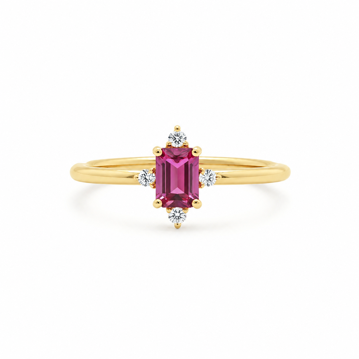 Art Deco Tourmaline Engagement Ring with Diamonds