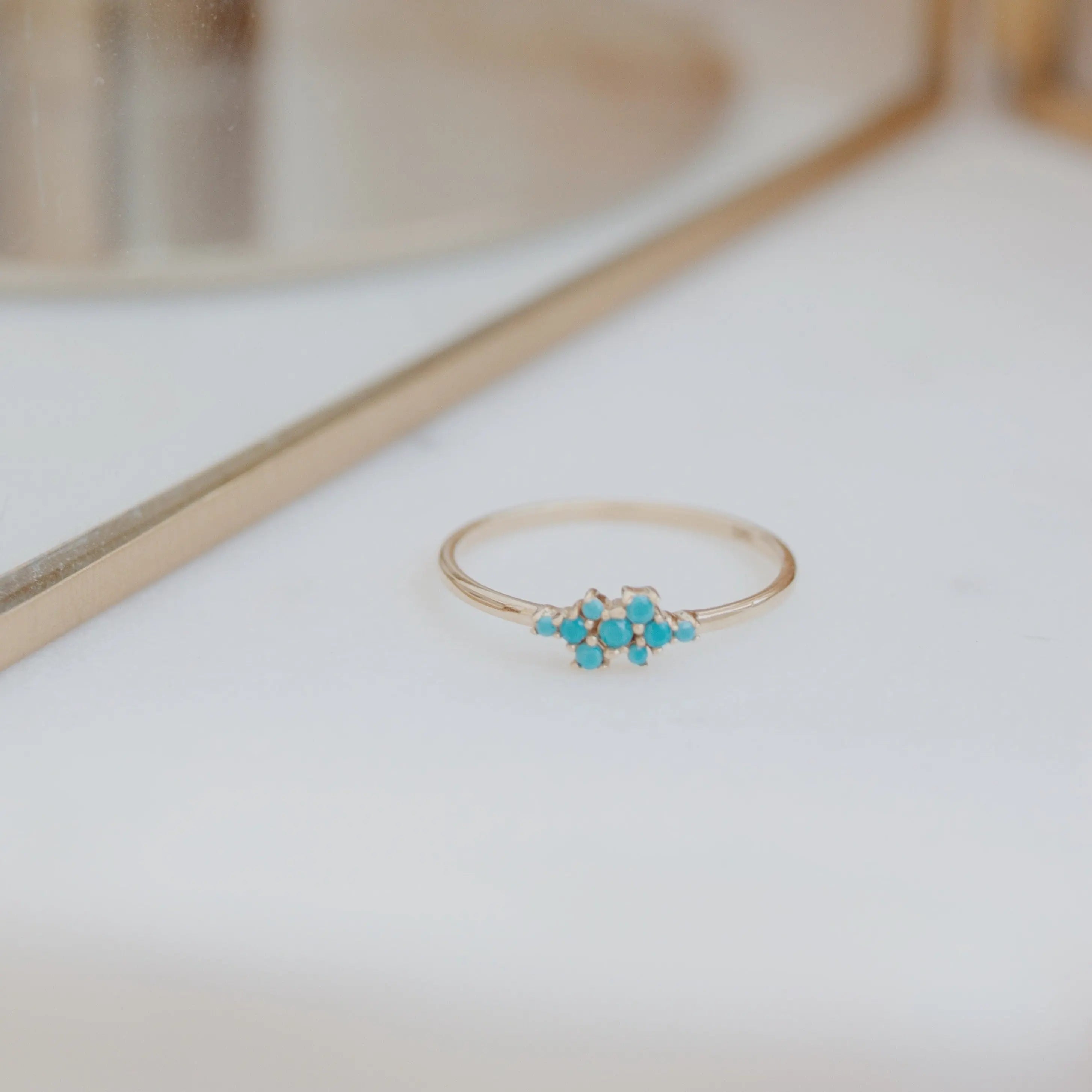 Turquoise Cluster Ring In 14k Gold Orizzo fine jewelry