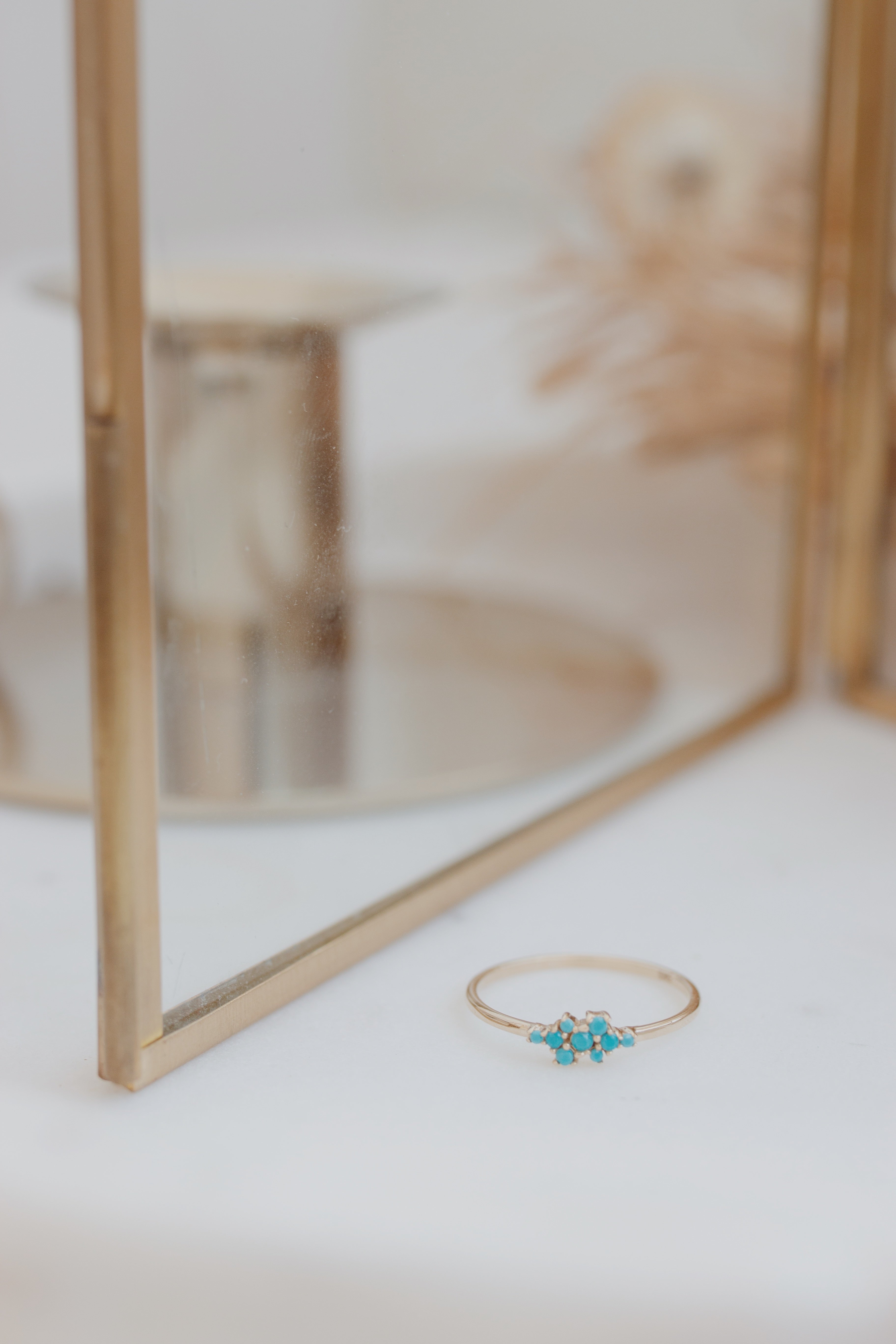 Turquoise Cluster Ring In 14k Gold Orizzo fine jewelry