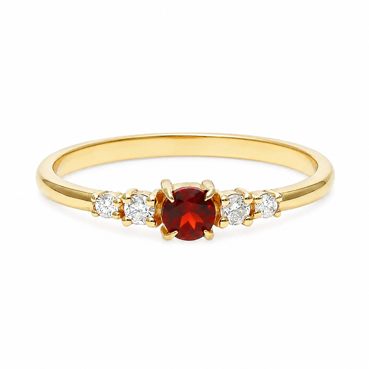 Dainty Garnet Engagement Ring With Diamond