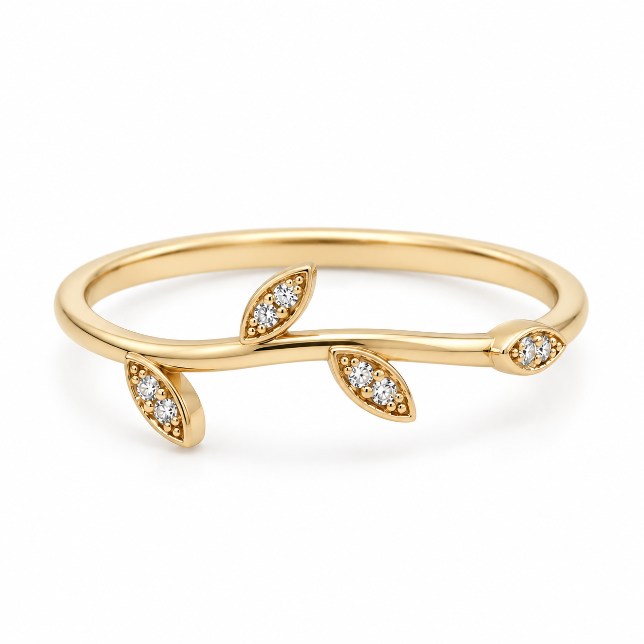 Diamond Leaf Branch Ring