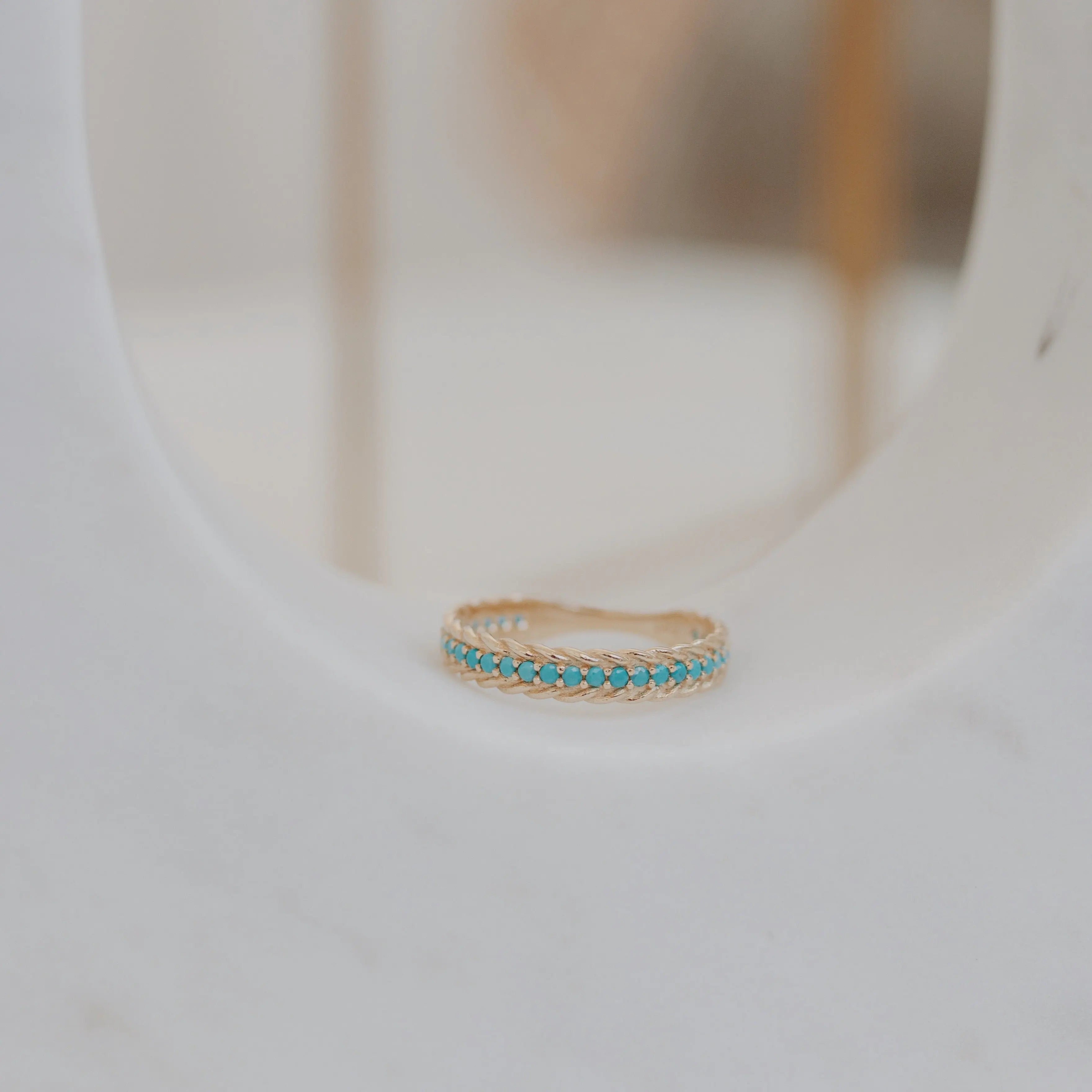 Turquoise Wedding Band in 14k Solid Gold Orizzo fine jewelry