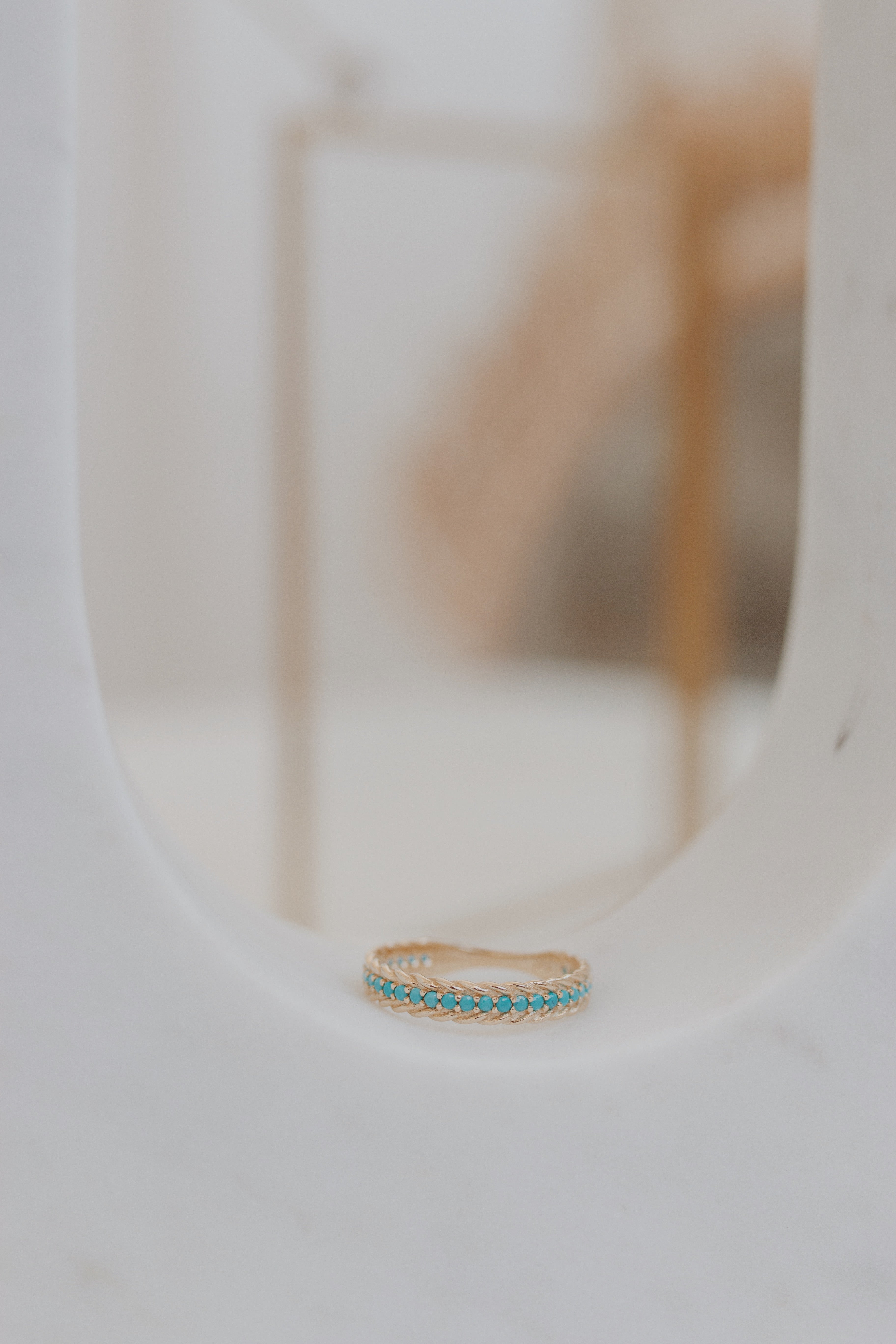 Turquoise Wedding Band in 14k Solid Gold Orizzo fine jewelry